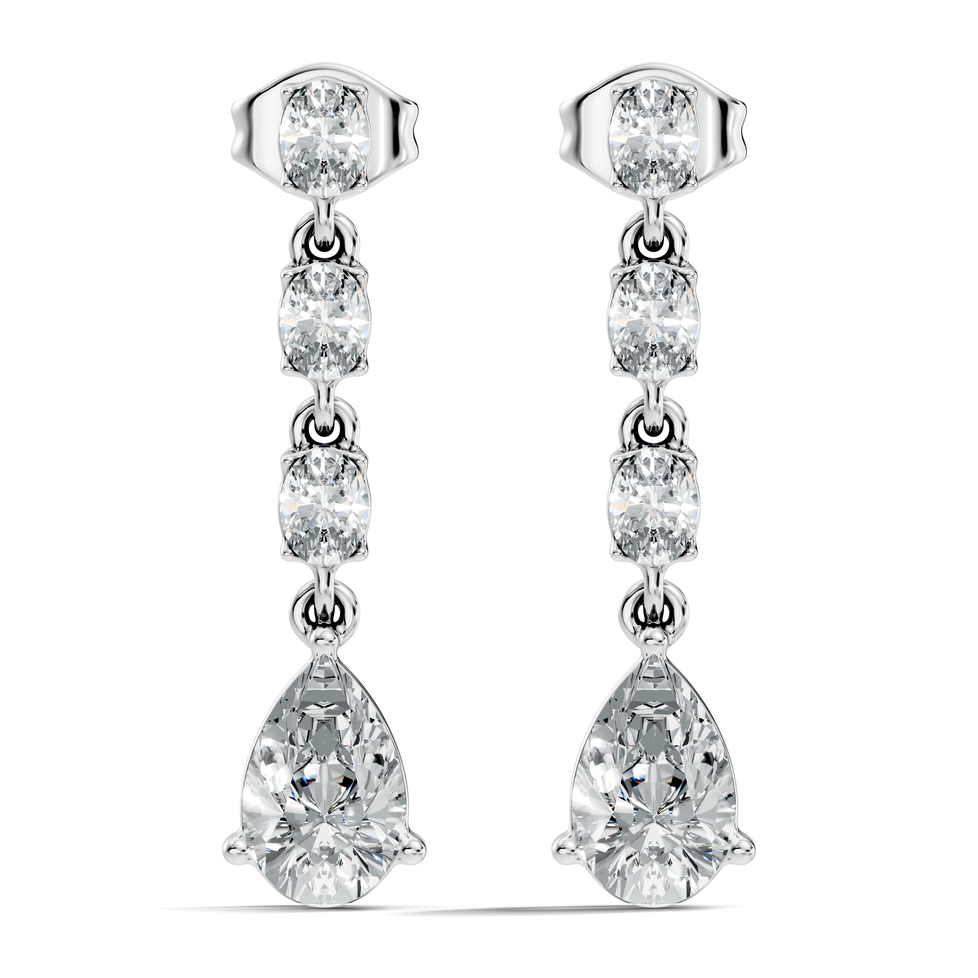 Linear Pear-Cut Diamond Drop Earrings