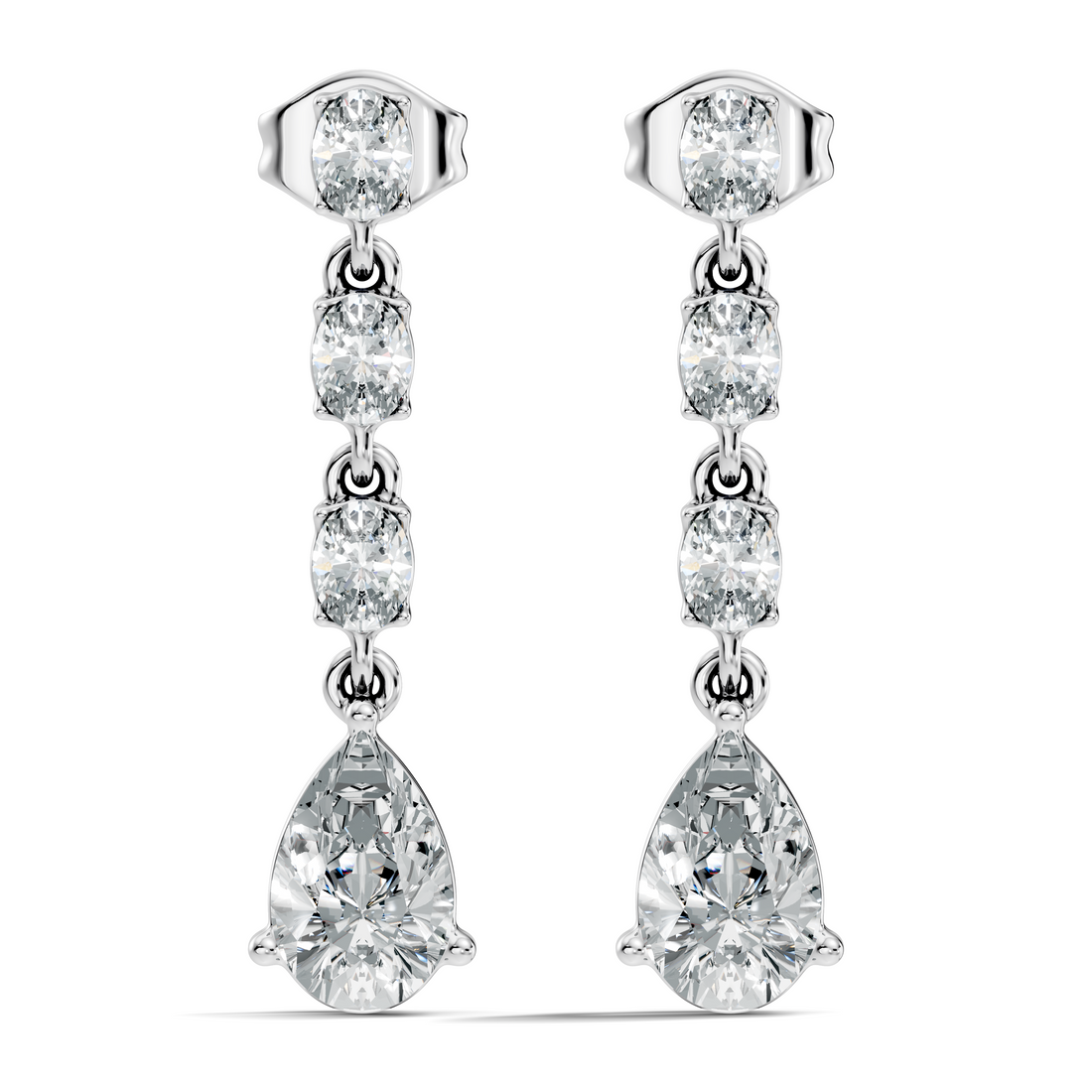 Linear Pear-Cut Diamond Drop Earrings