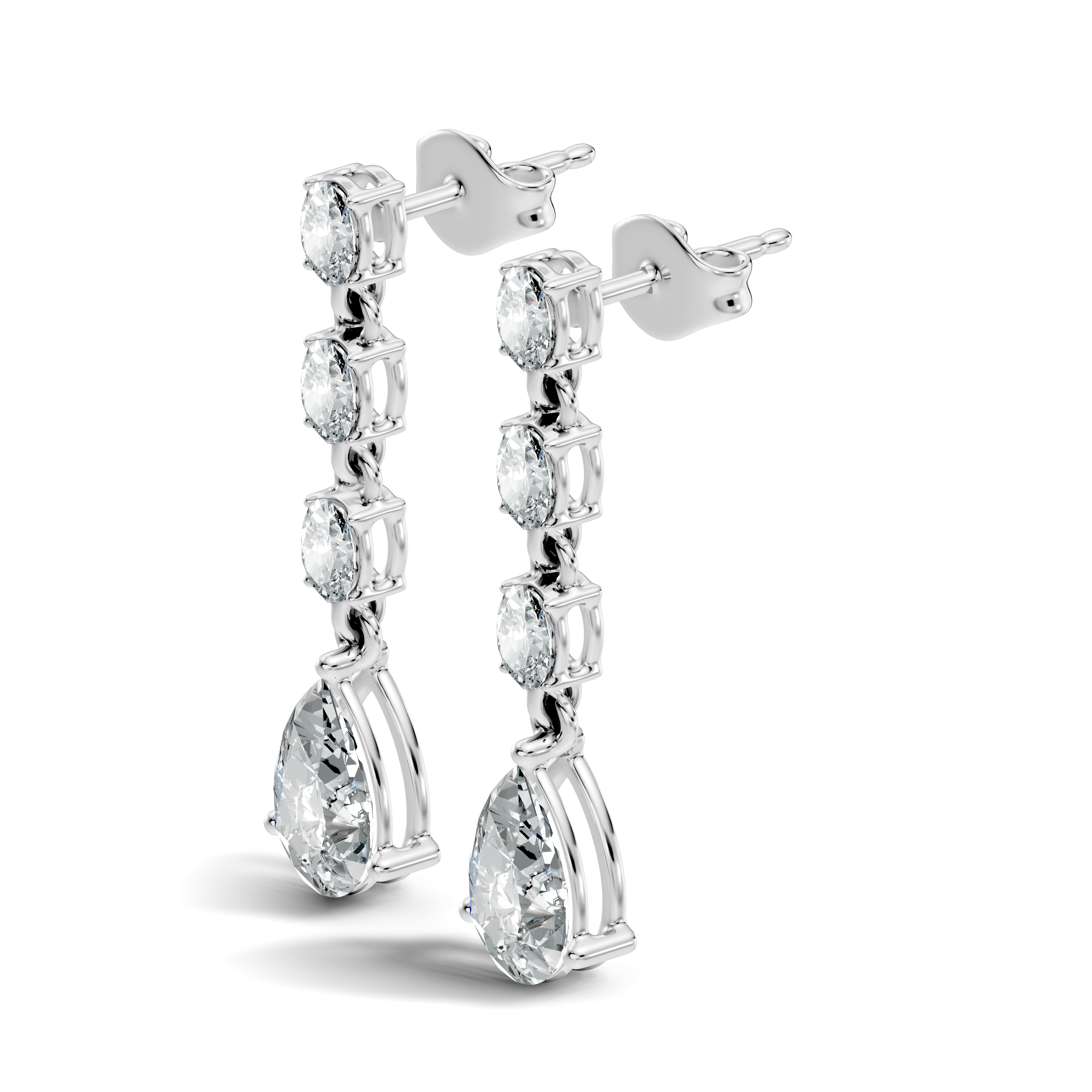 Linear Pear-Cut Diamond Drop Earrings