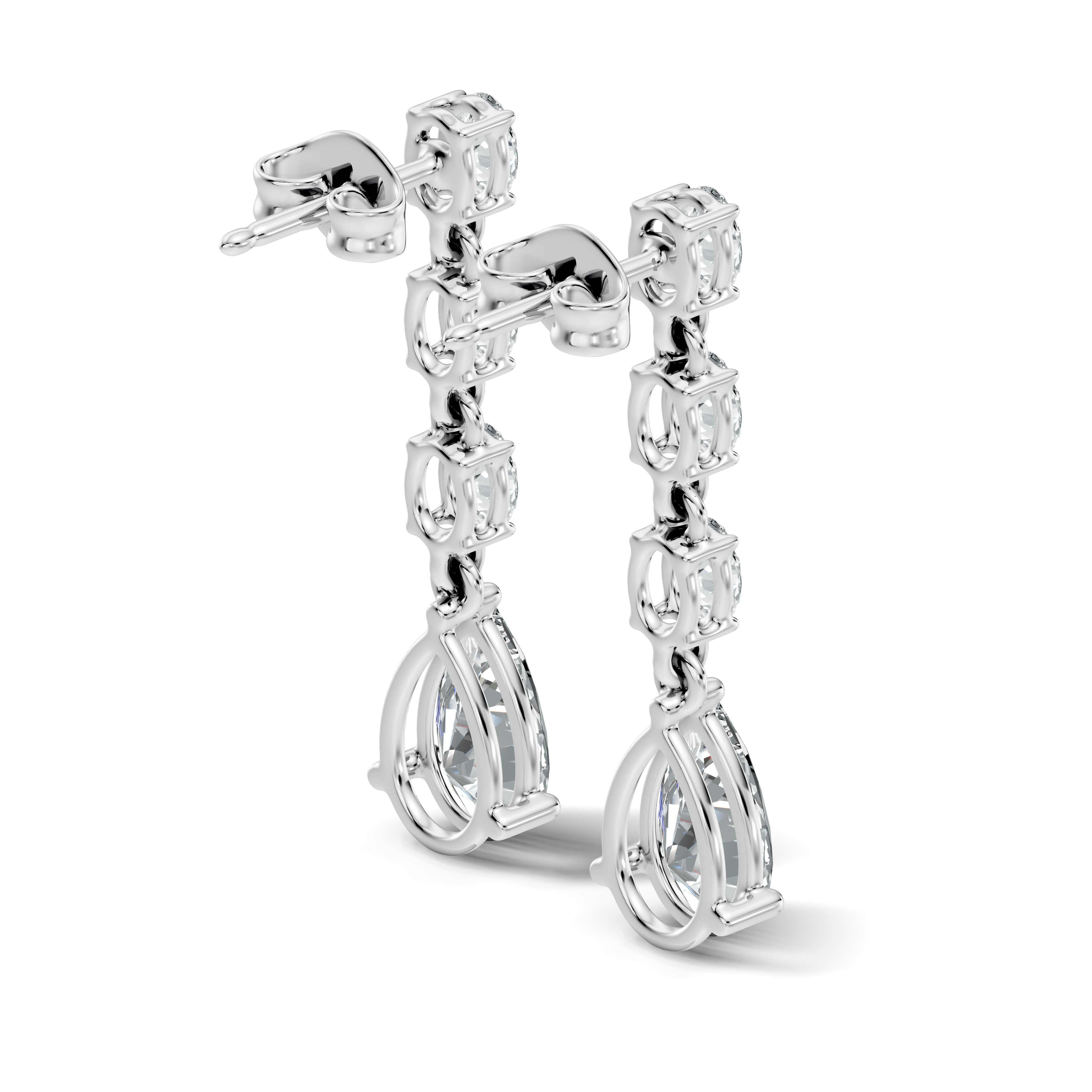Linear Pear-Cut Diamond Drop Earrings