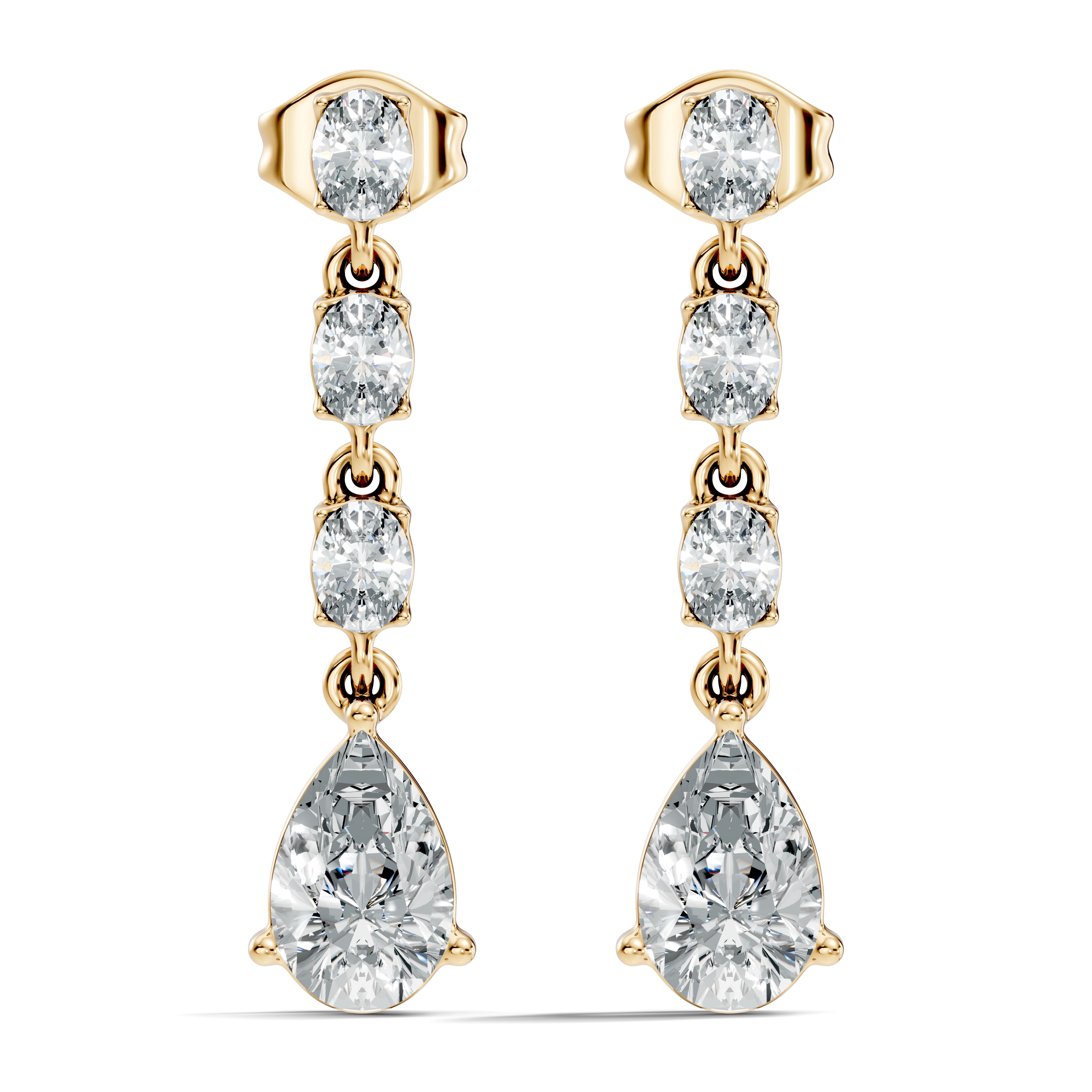 Linear Pear-Cut Diamond Drop Earrings