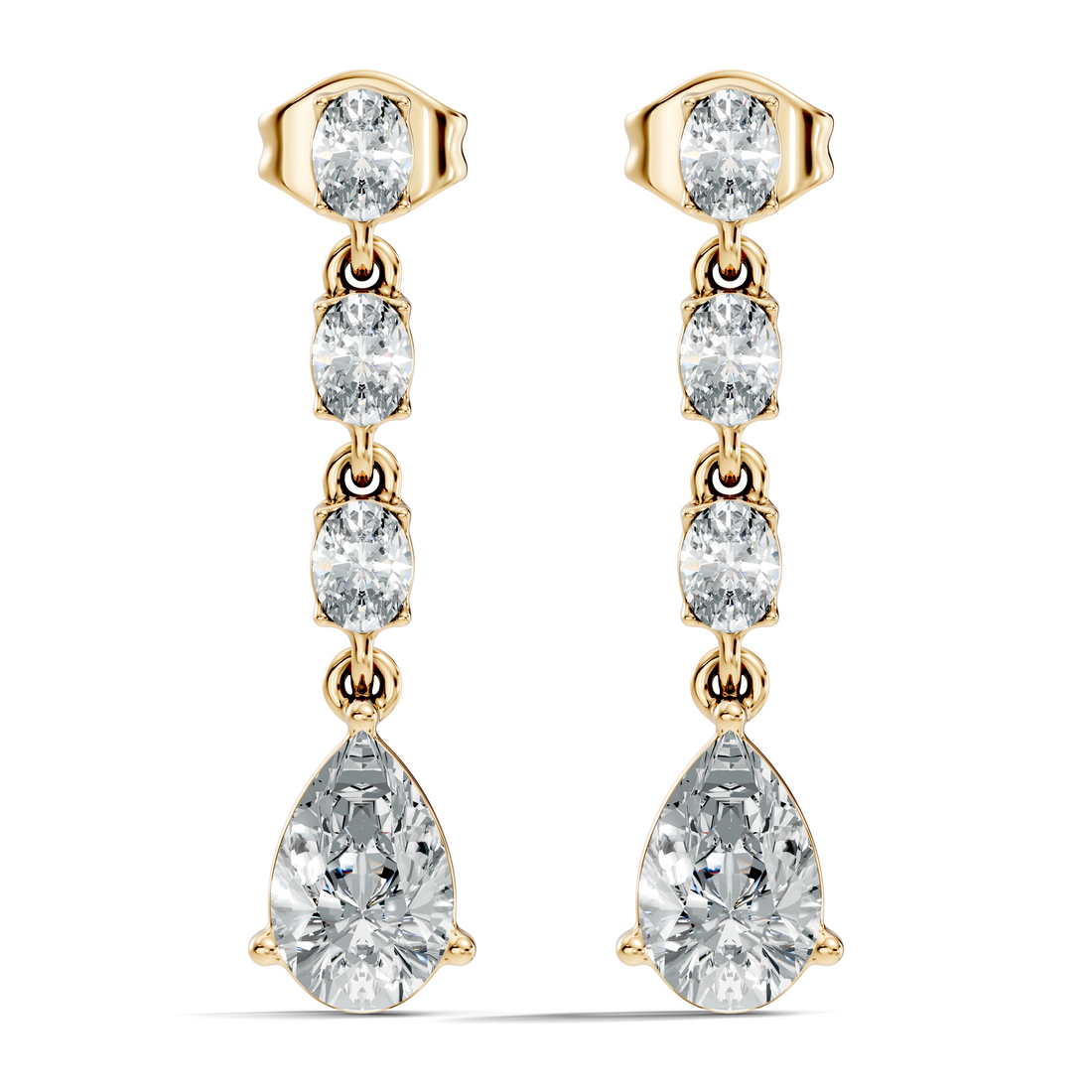 Linear Pear-Cut Diamond Drop Earrings