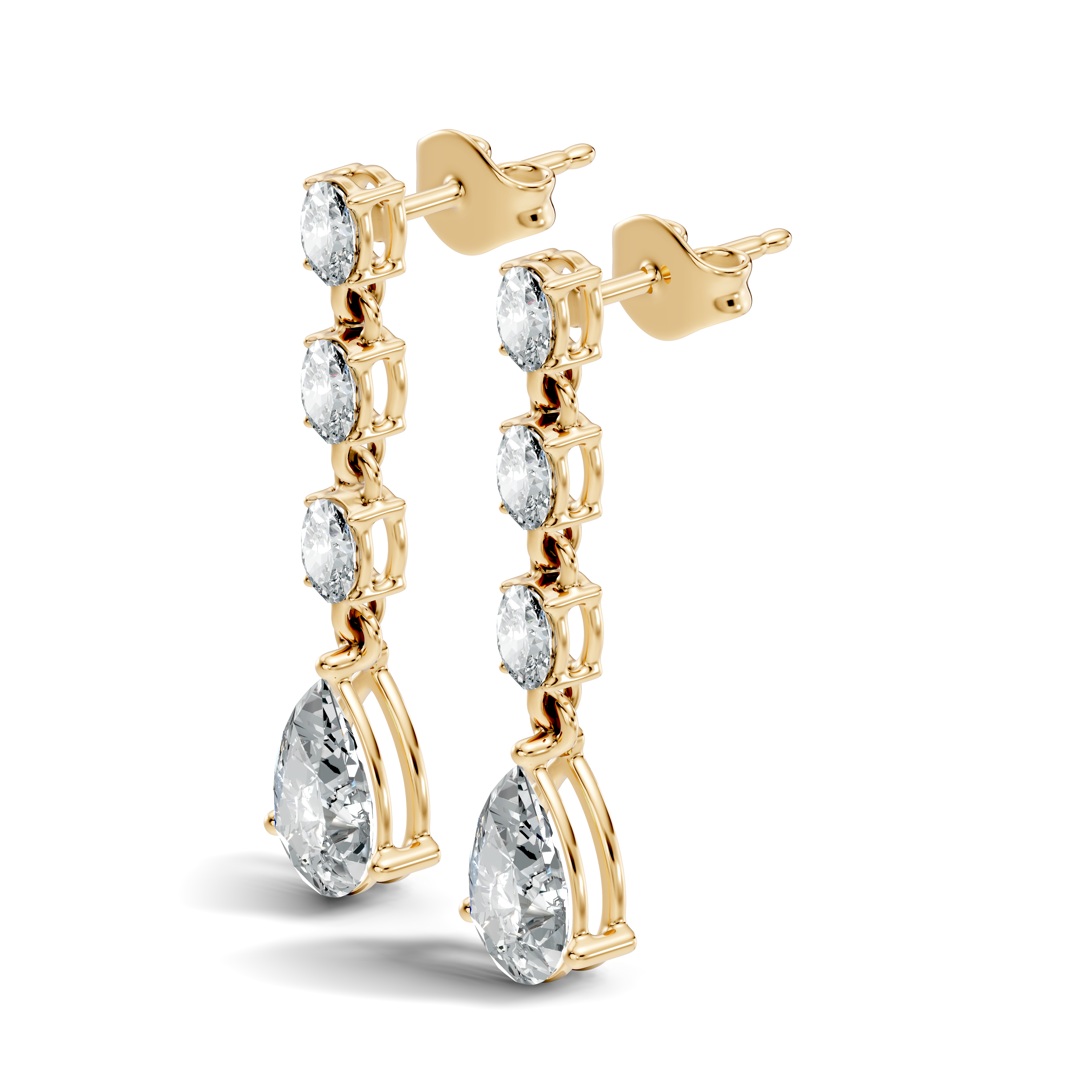 Linear Pear-Cut Diamond Drop Earrings