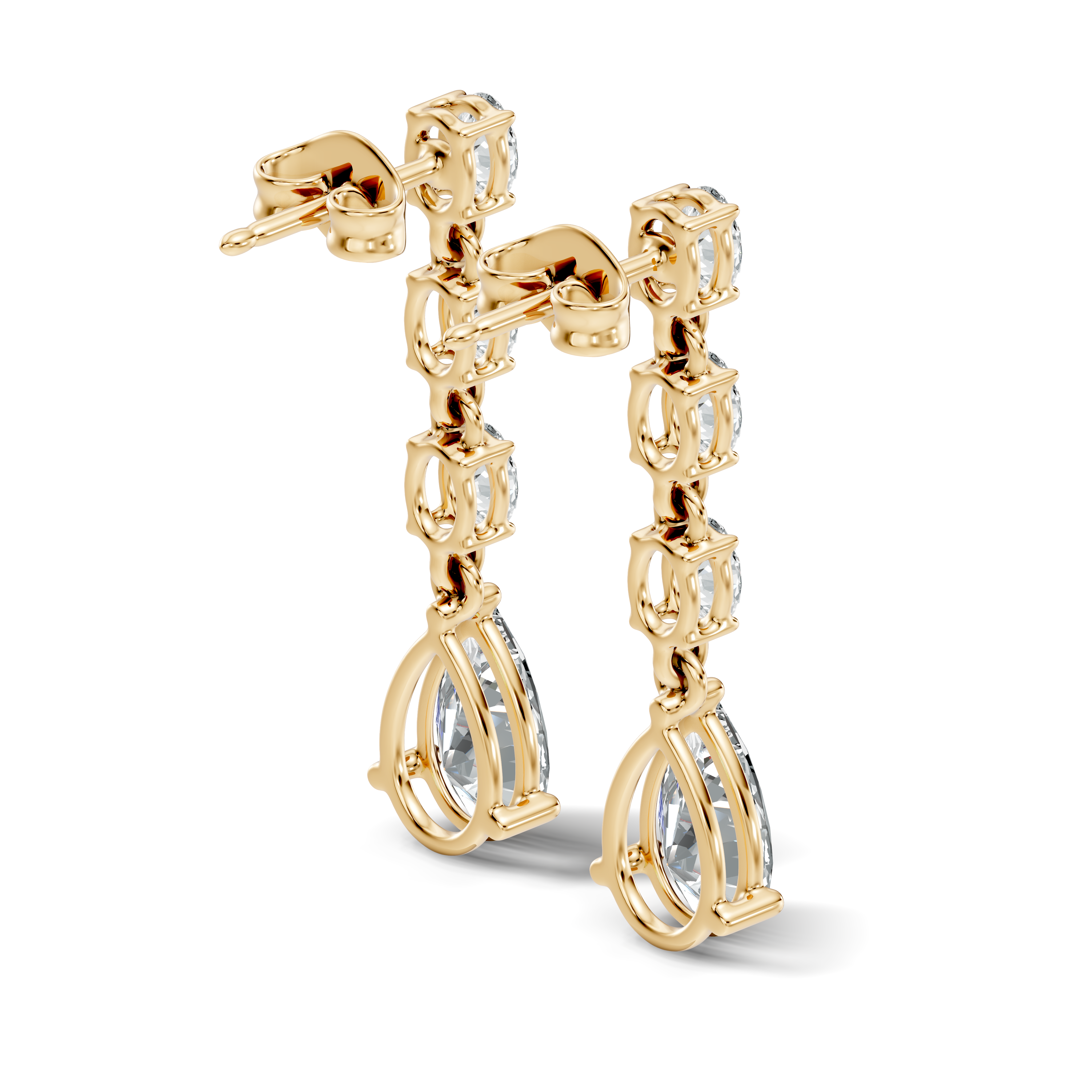 Linear Pear-Cut Diamond Drop Earrings