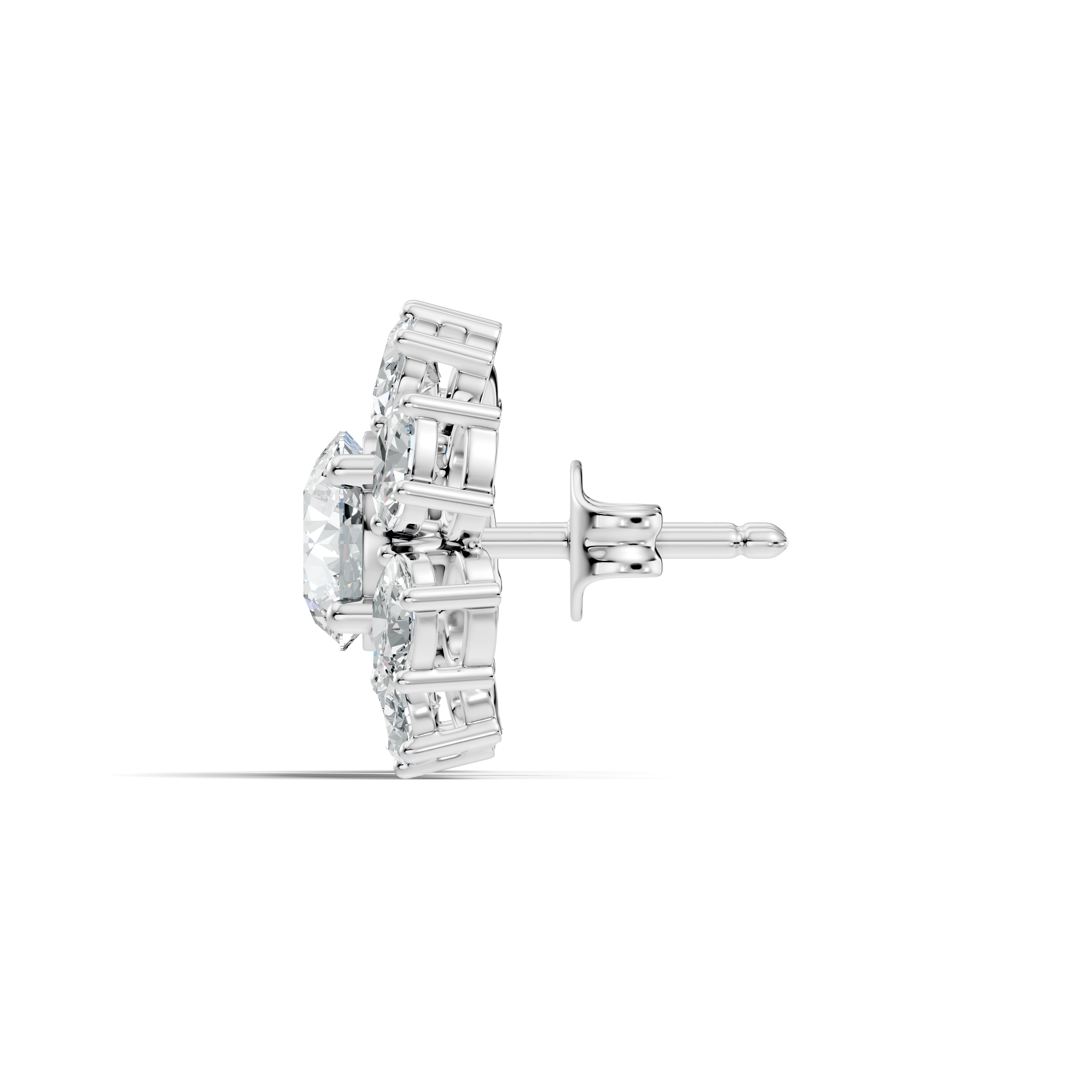 Oval Diamond Floral Cluster Stud Earrings