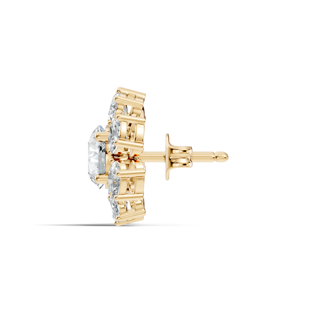 Oval Diamond Floral Cluster Stud Earrings