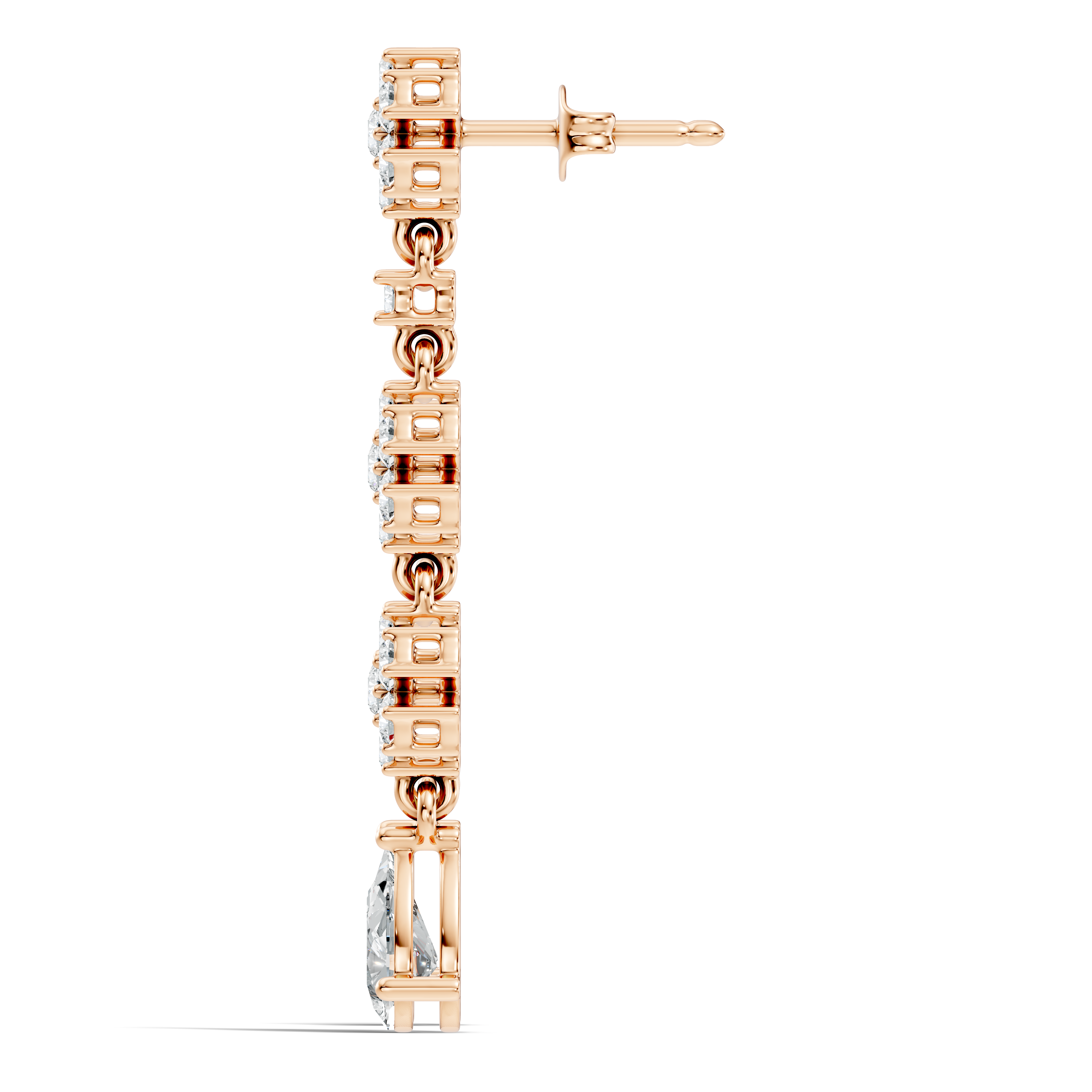 Triple Floral Cluster & Pear Diamond Drop Earrings
