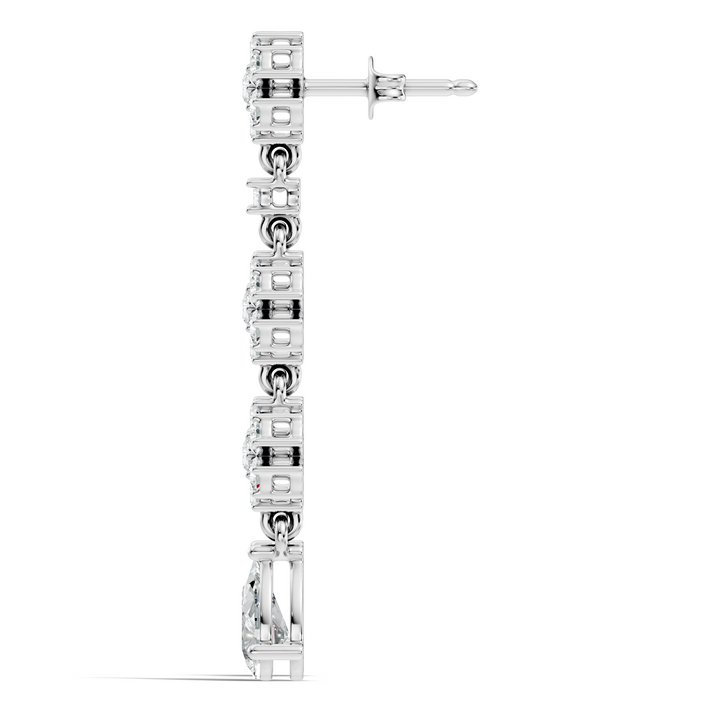 Triple Floral Cluster & Pear Diamond Drop Earrings