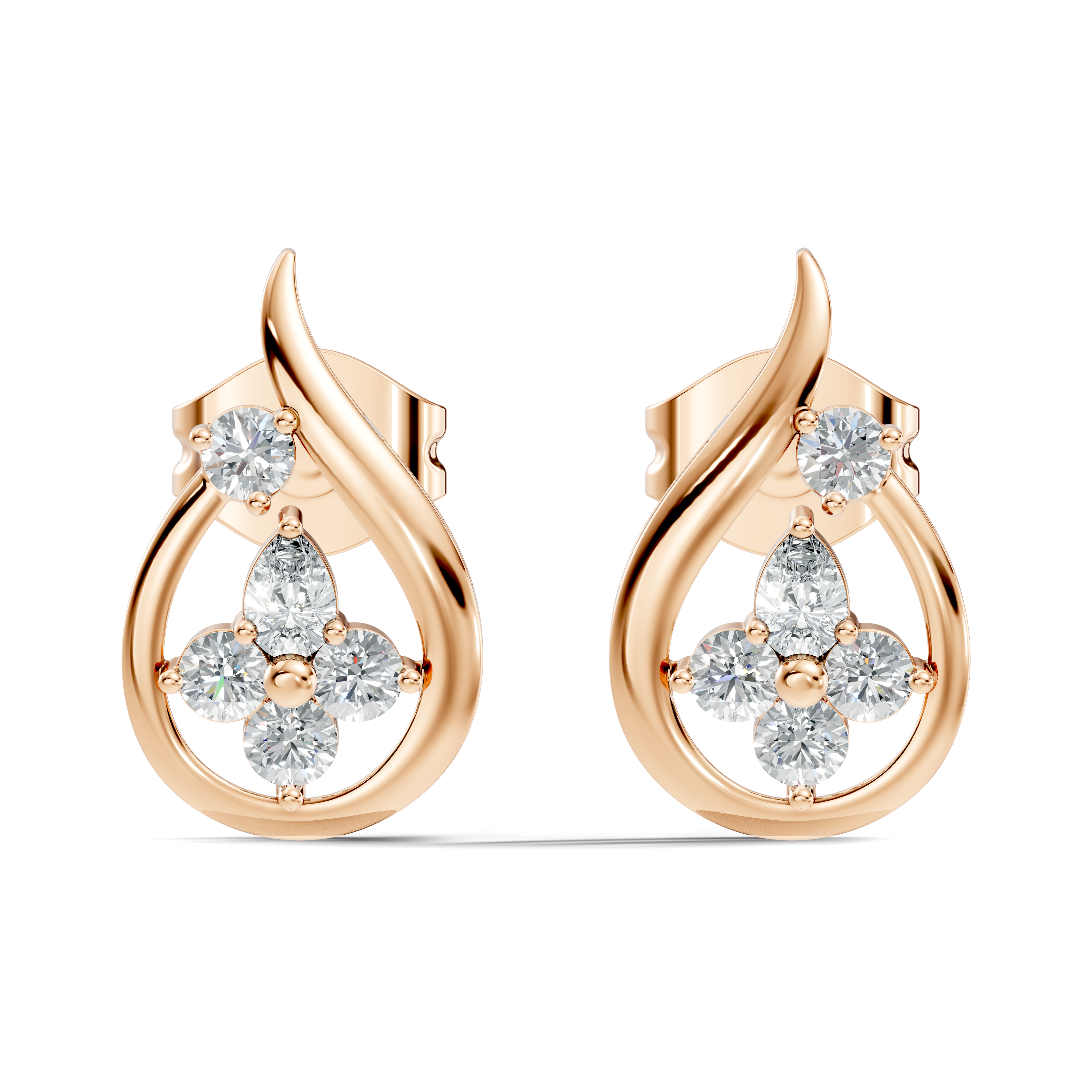 Elegant Teardrop Floral Cluster Stud