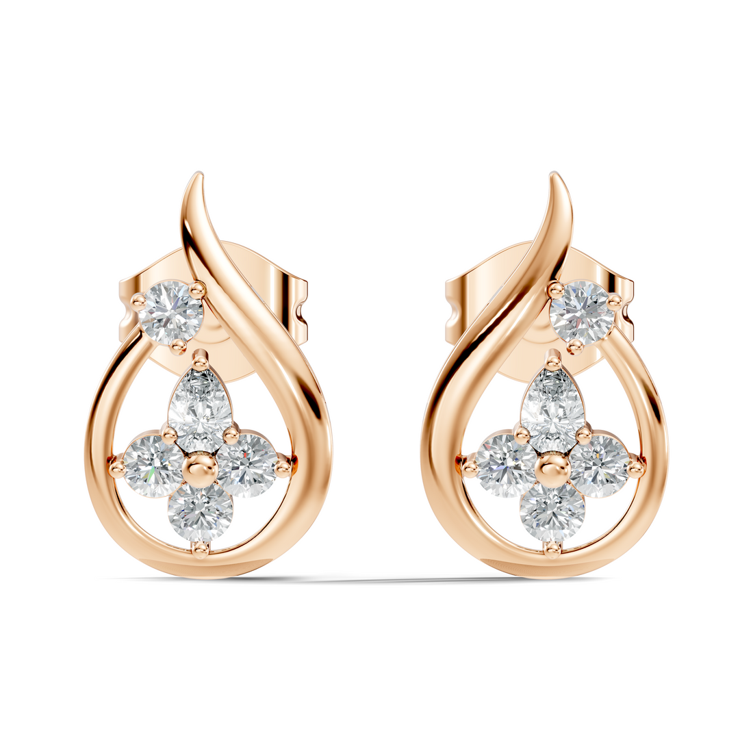 Elegant Teardrop Floral Cluster Stud