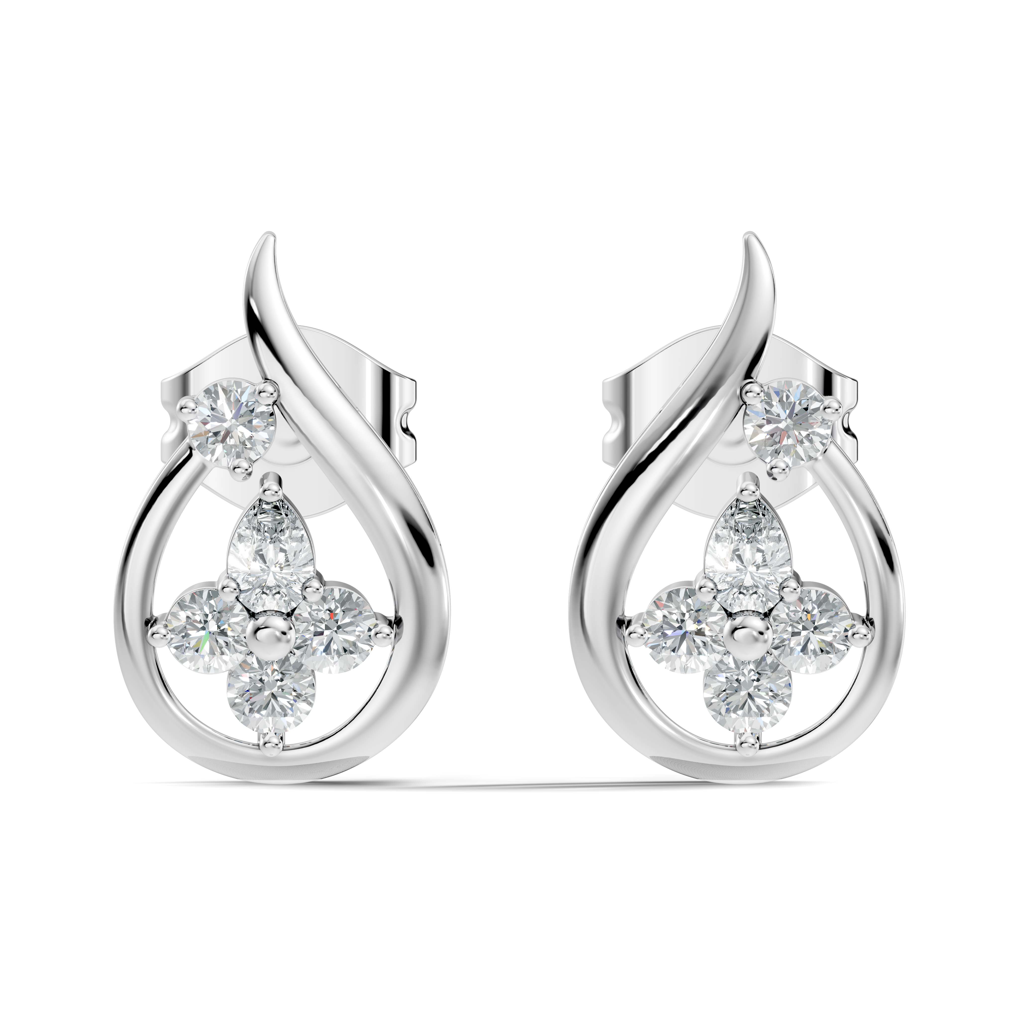 Elegant Teardrop Floral Cluster Stud