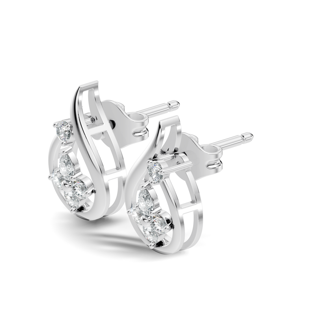 Elegant Teardrop Floral Cluster Stud