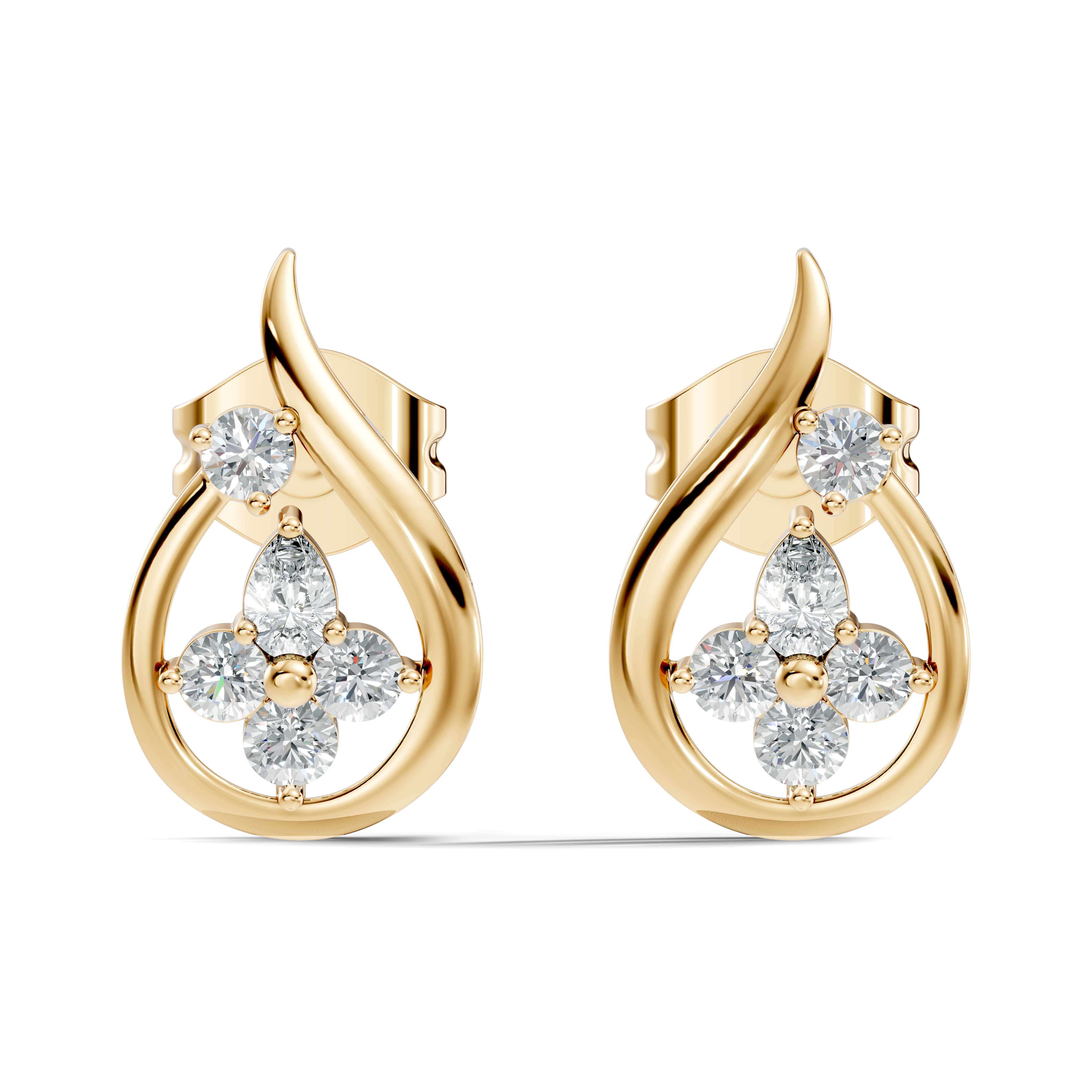 Elegant Teardrop Floral Cluster Stud