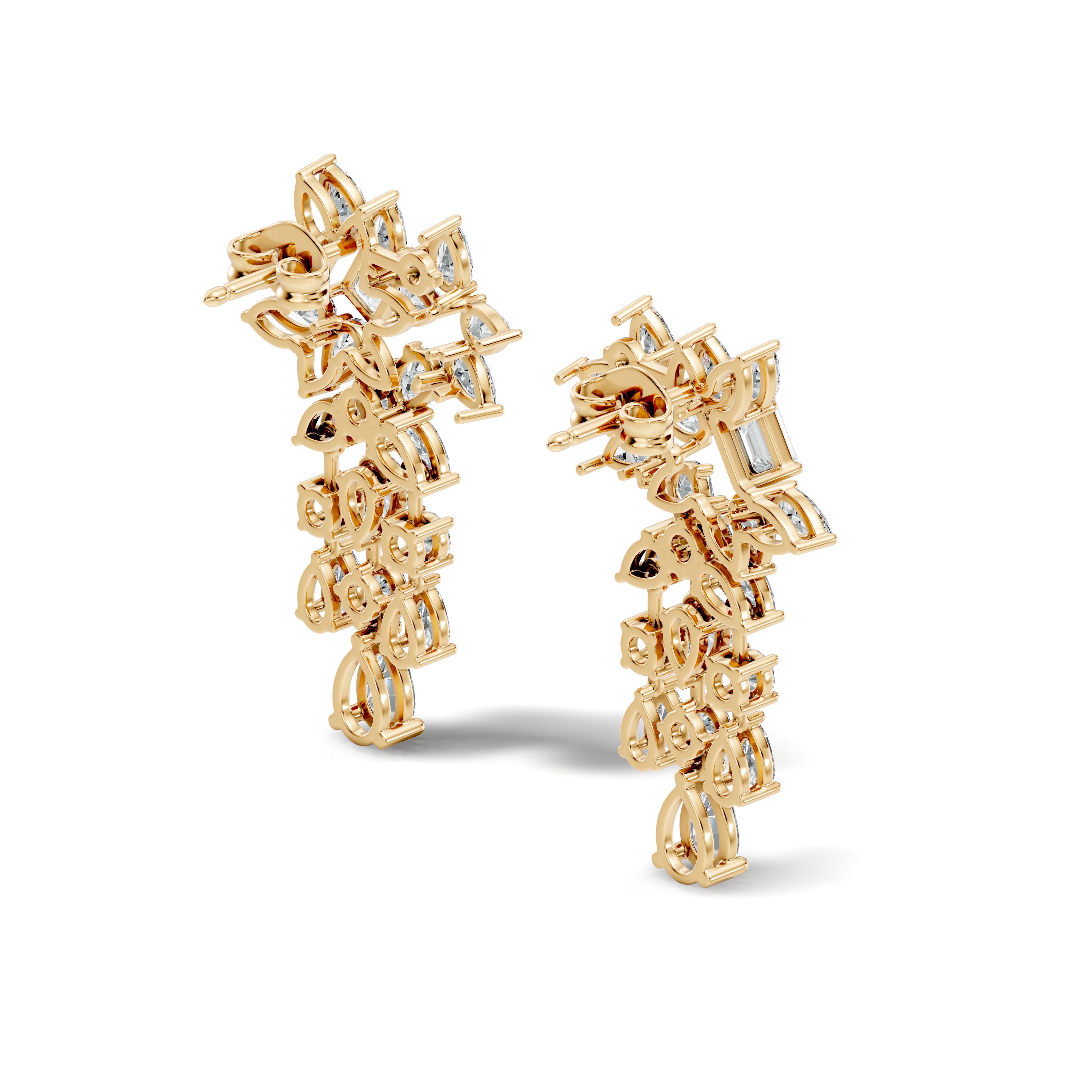 Multi-Cut Floral Cluster Chandelier Drop Earrings