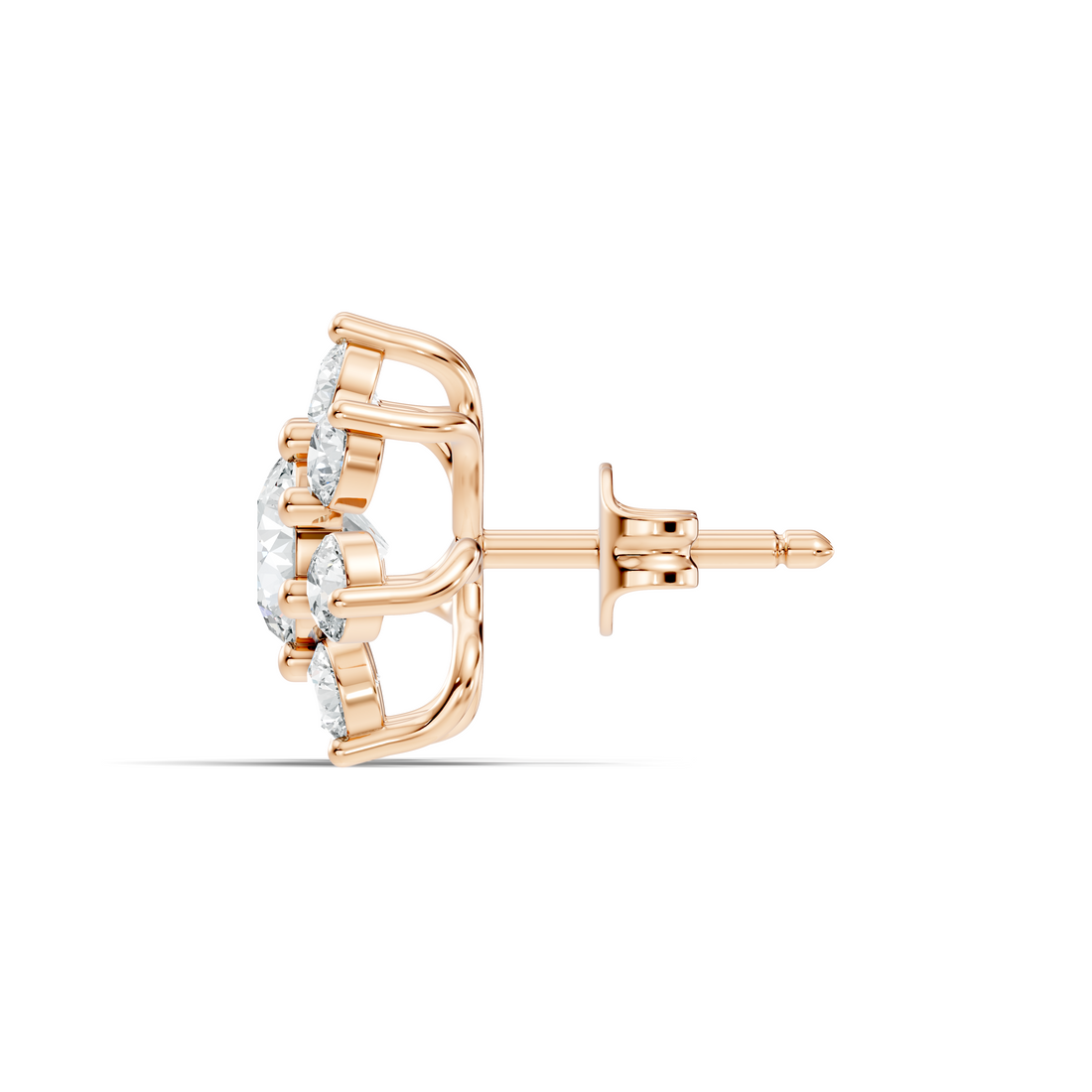 Round Brilliant Cut Diamond Sunflower Floral Cluster Stud  (3.46 TCW)