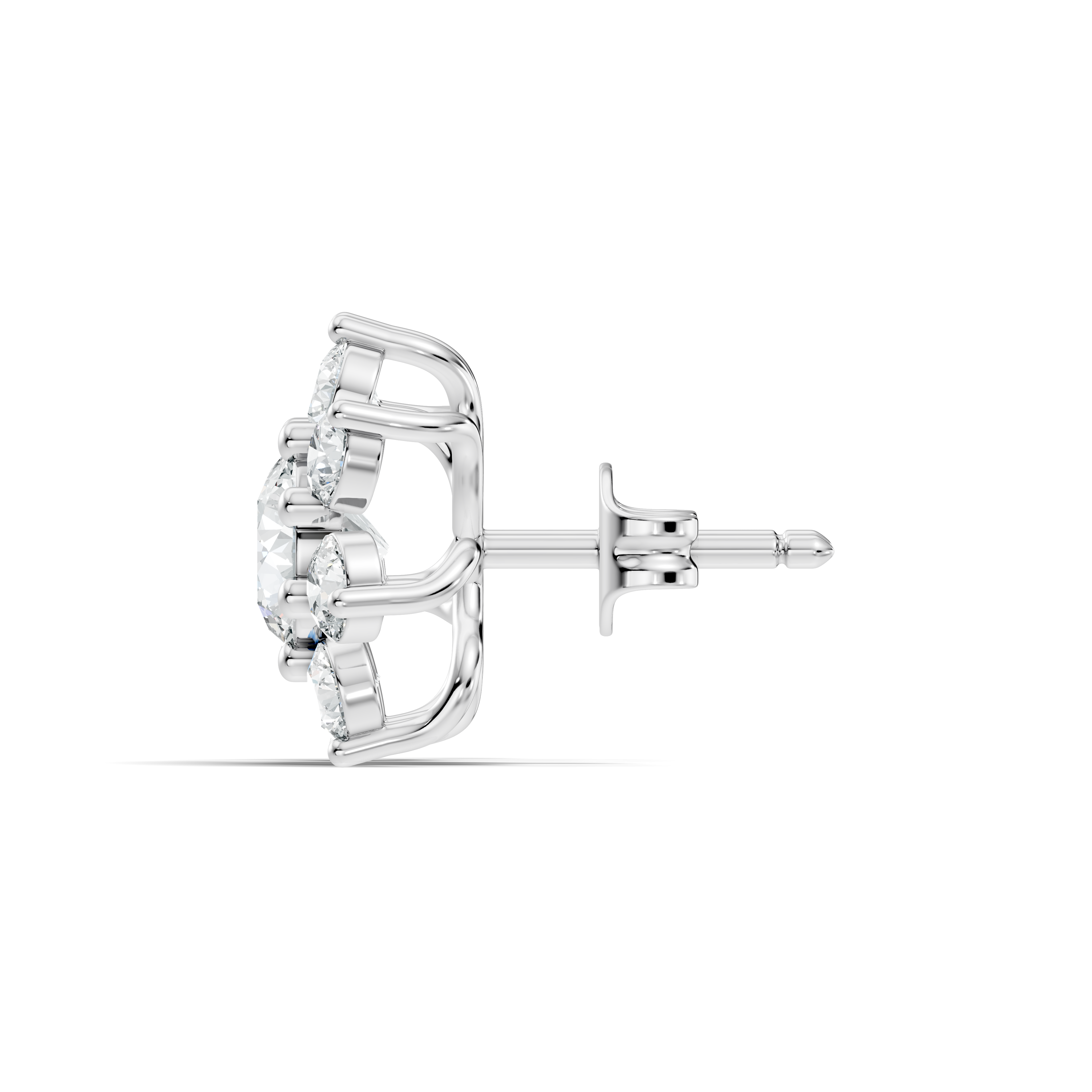 Round Brilliant Cut Diamond Sunflower Floral Cluster Stud  (3.46 TCW)