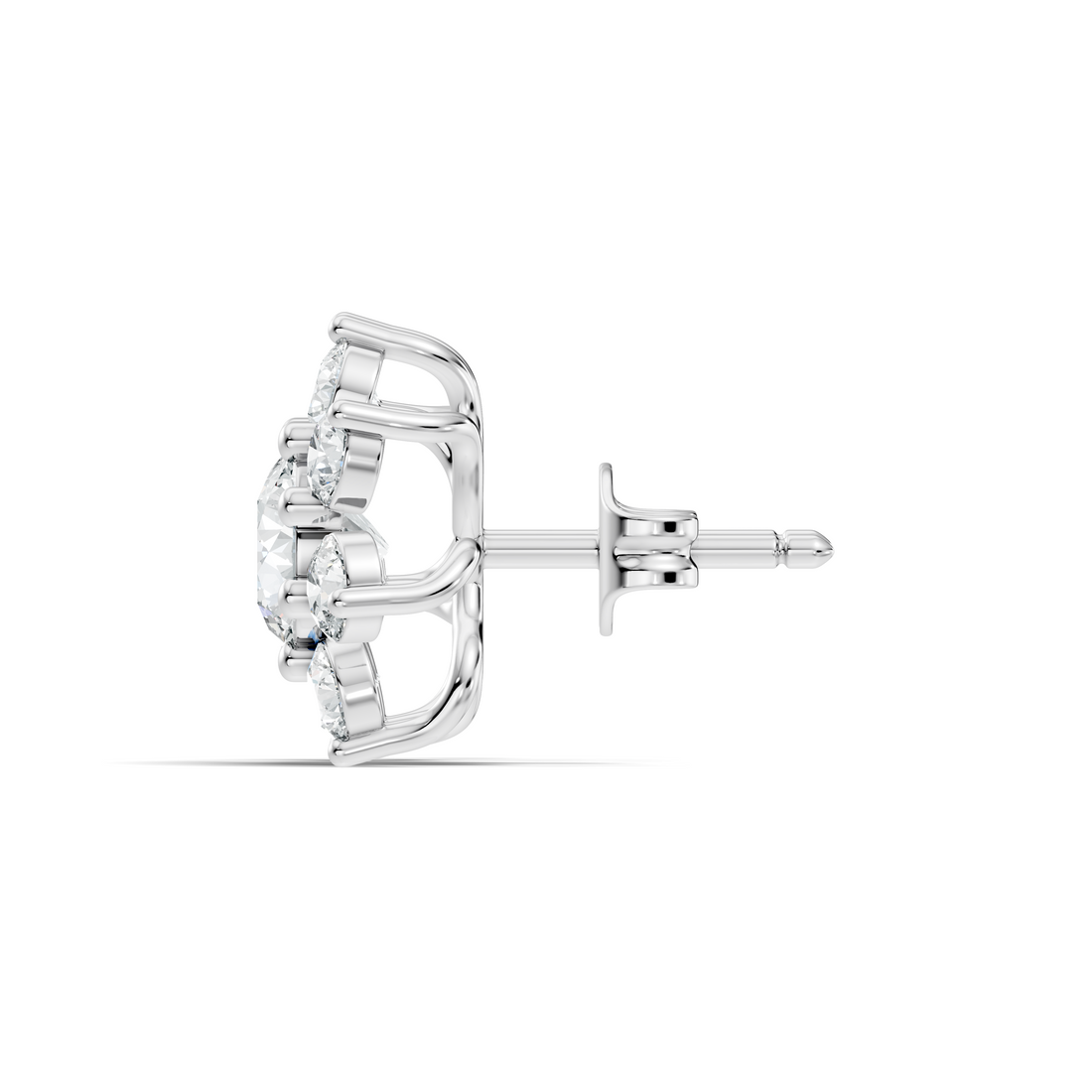 Round Brilliant Cut Diamond Sunflower Floral Cluster Stud  (3.46 TCW)
