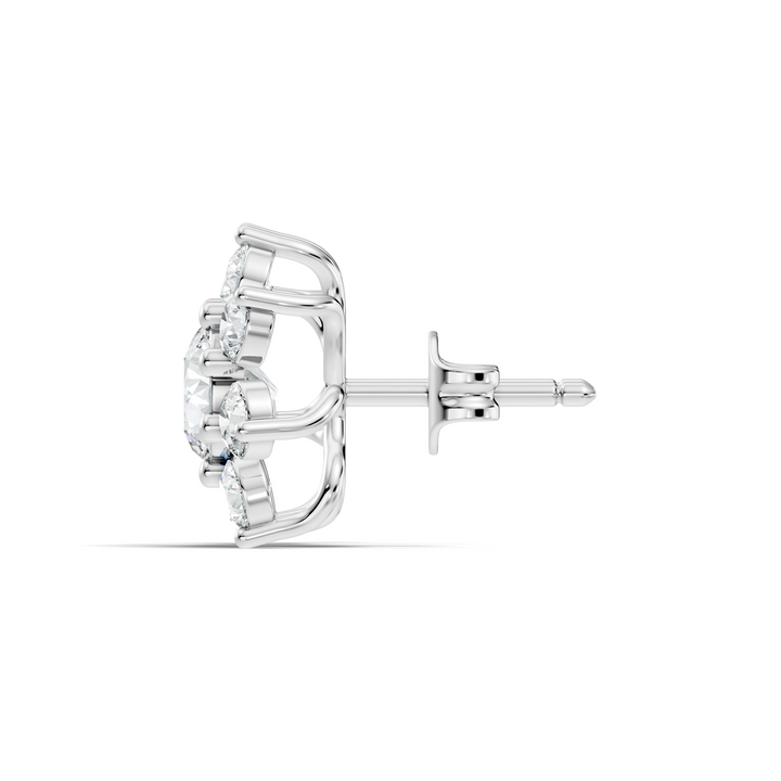 Round Brilliant Cut Diamond Sunflower Floral Cluster Stud  (3.46 TCW)