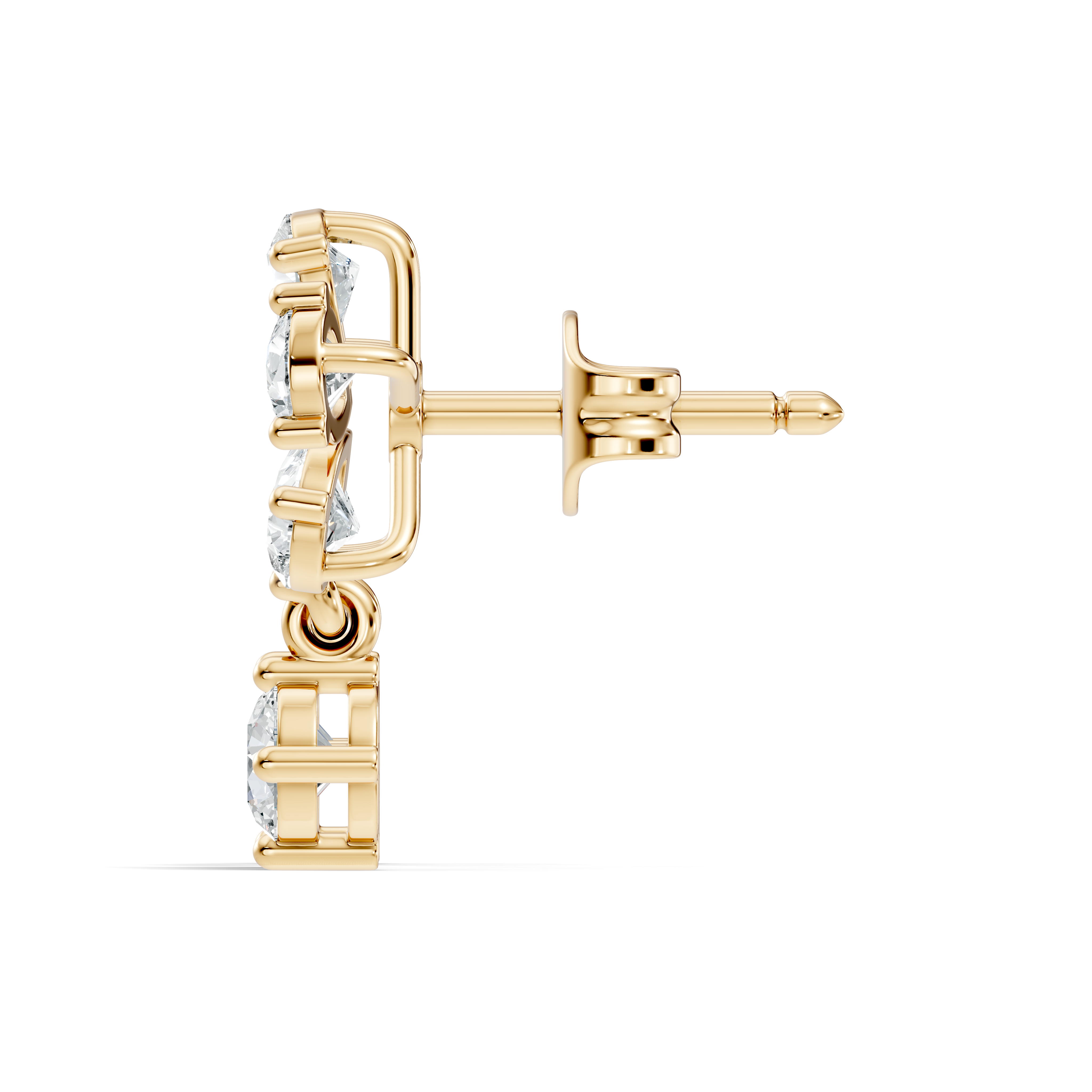 Pear & Round Cut Five-Petal Floral Drop Earrings