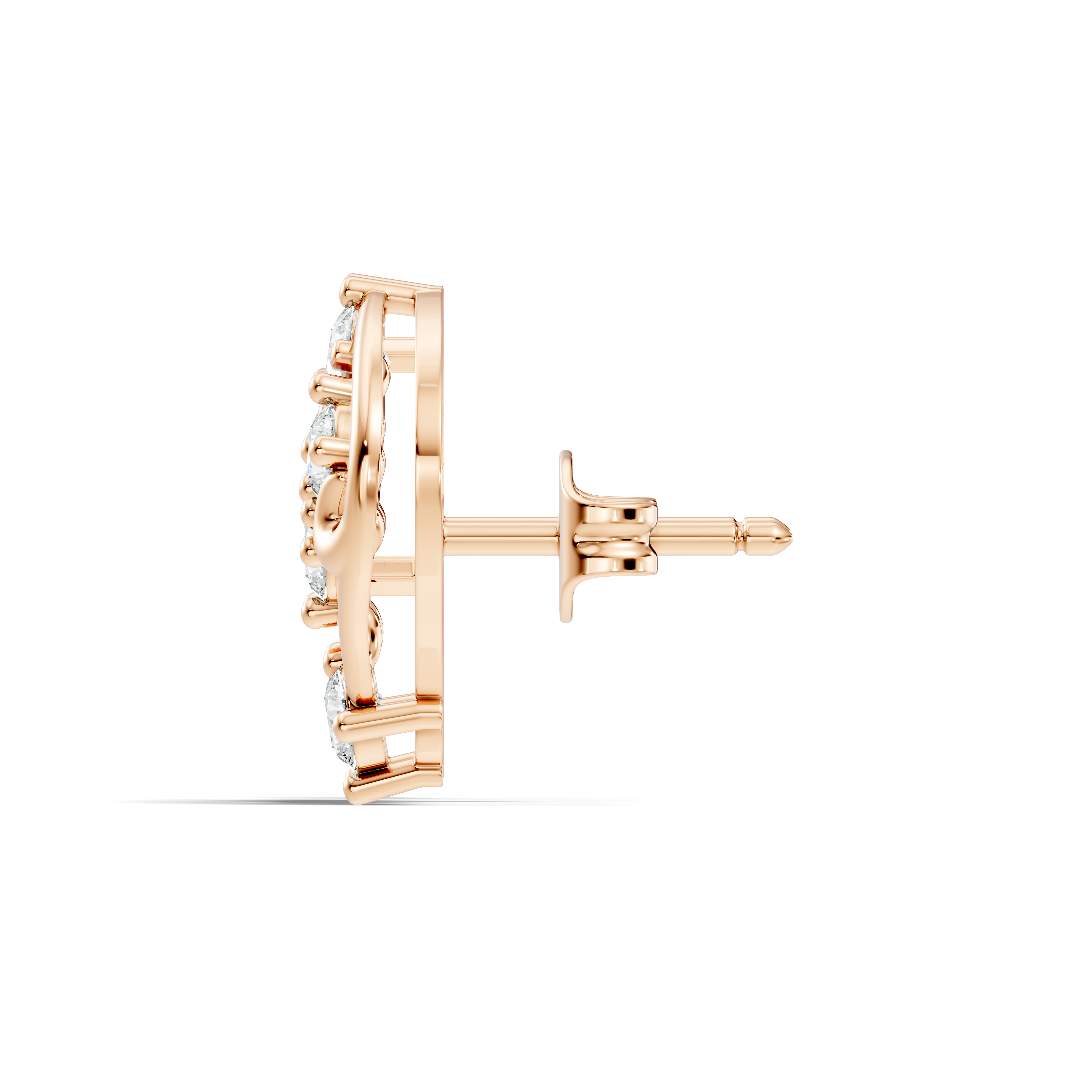 Round Diamond Ornate Scroll Contour Stud