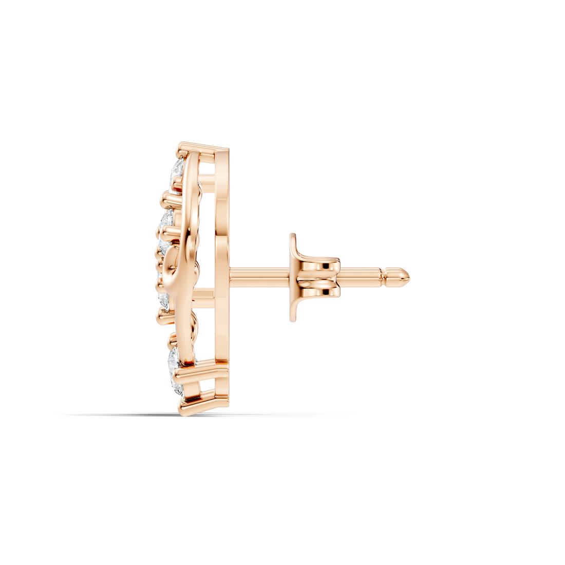 Round Diamond Ornate Scroll Contour Stud