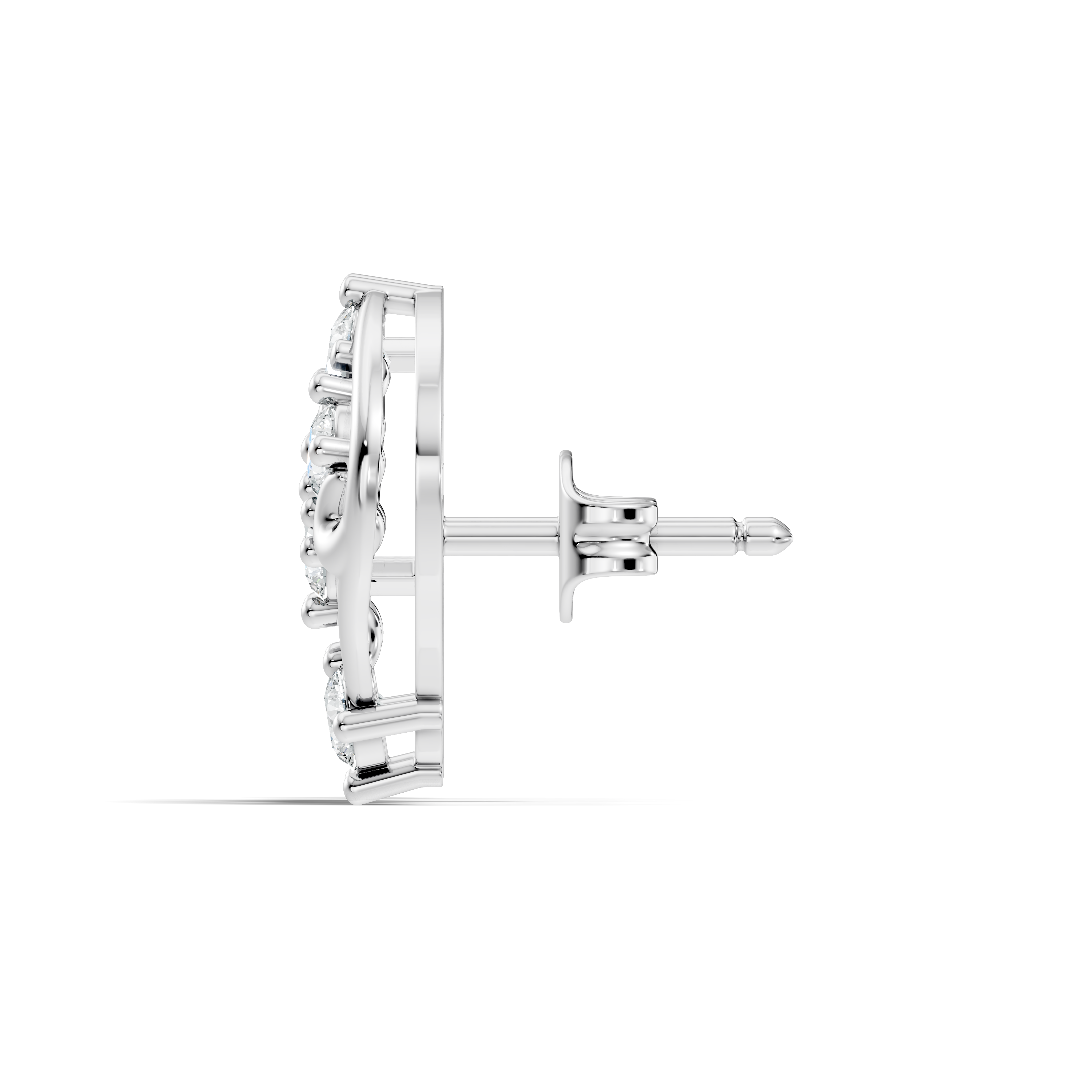 Round Diamond Ornate Scroll Contour Stud