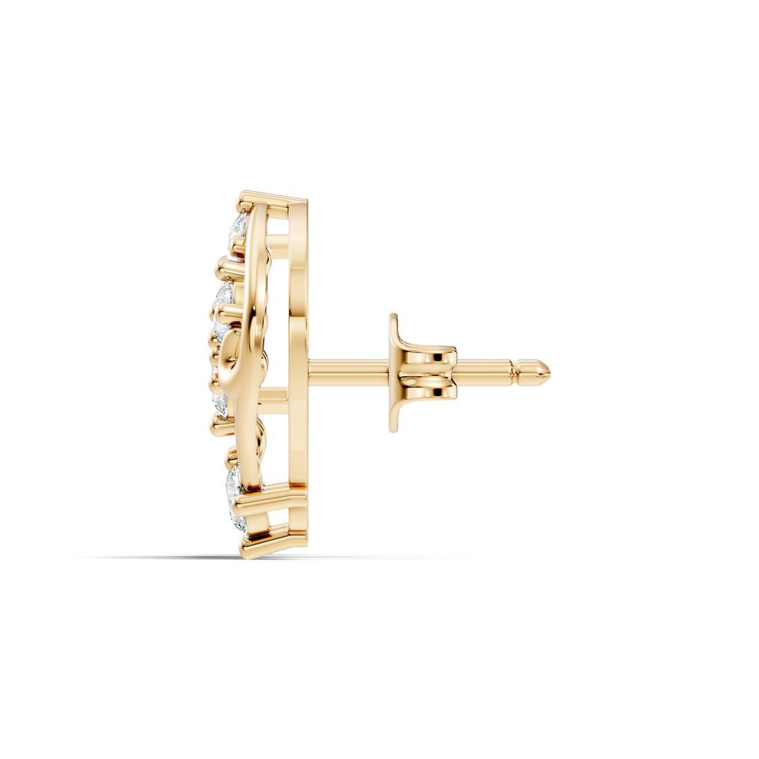 Round Diamond Ornate Scroll Contour Stud