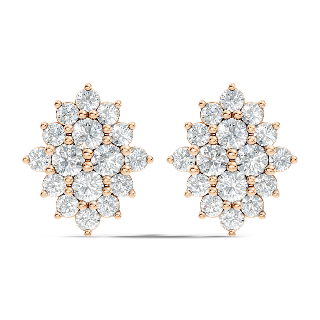 Round Brilliant Diamond Navette Cluster Stud