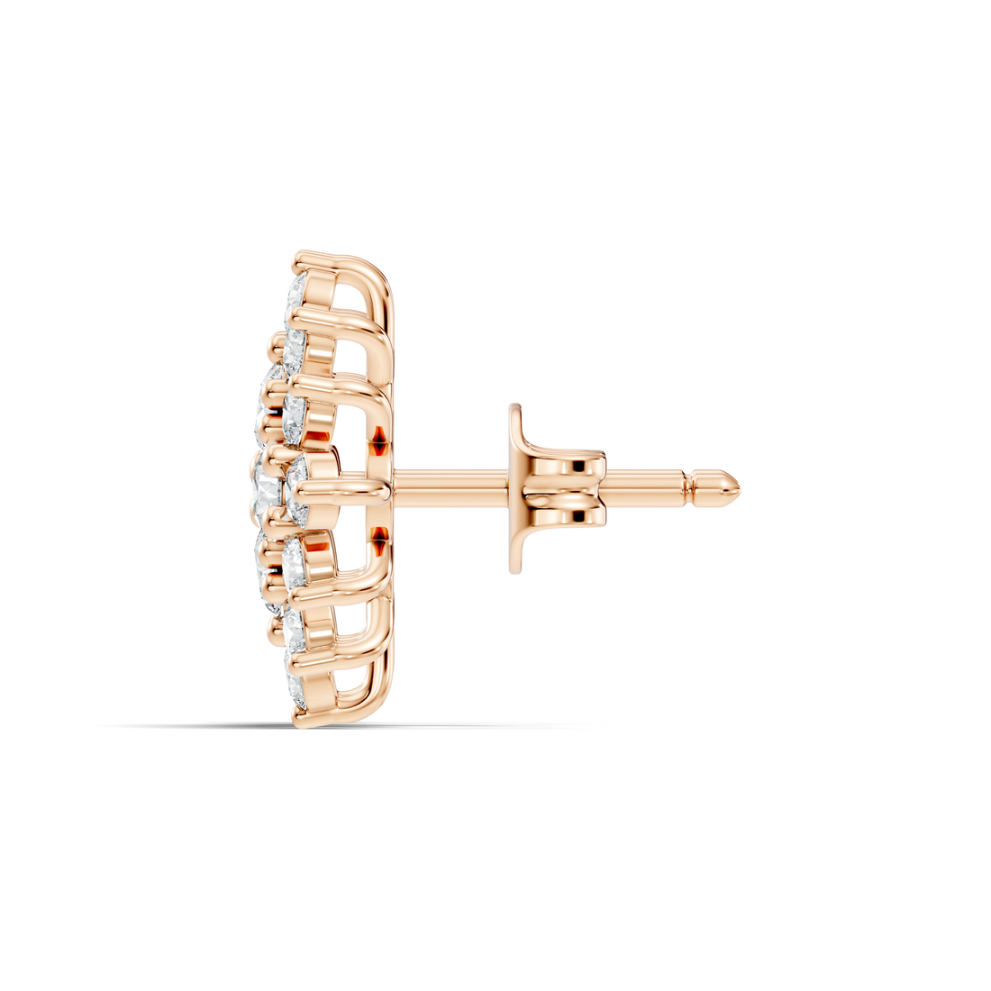 Round Brilliant Diamond Navette Cluster Stud