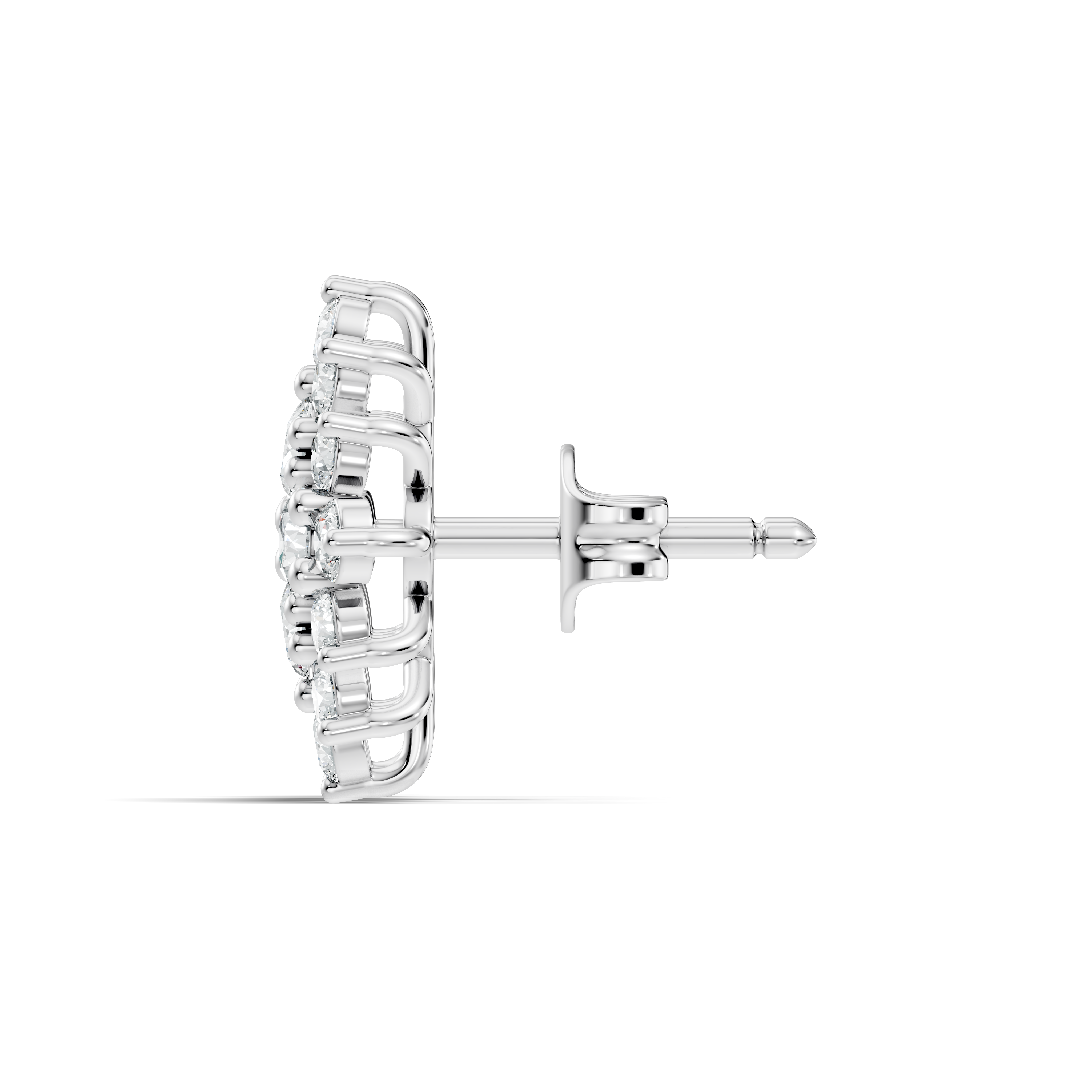 Round Brilliant Diamond Navette Cluster Stud