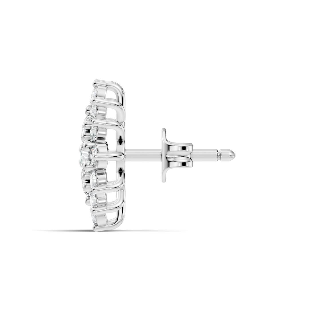 Round Brilliant Diamond Navette Cluster Stud