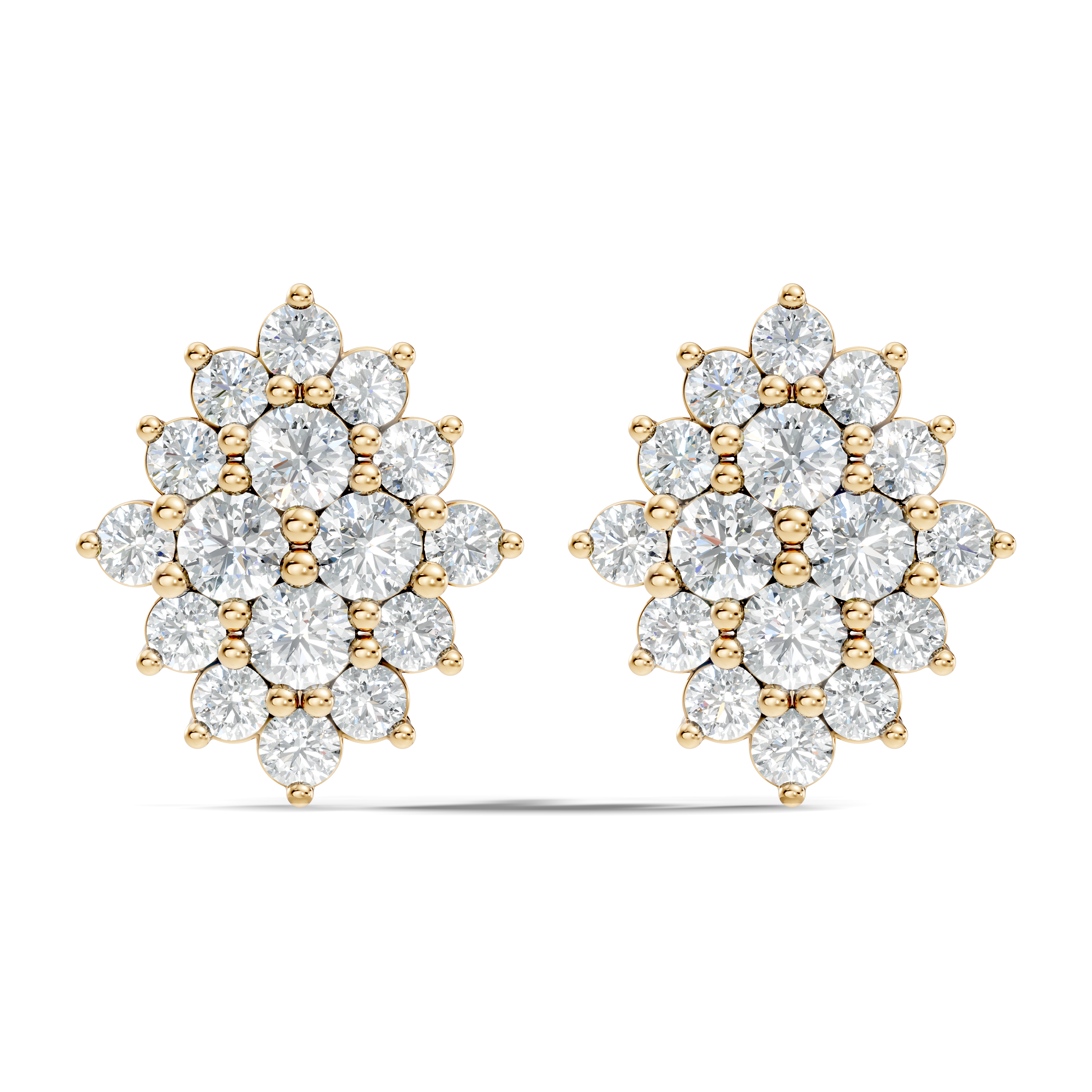 Round Brilliant Diamond Navette Cluster Stud