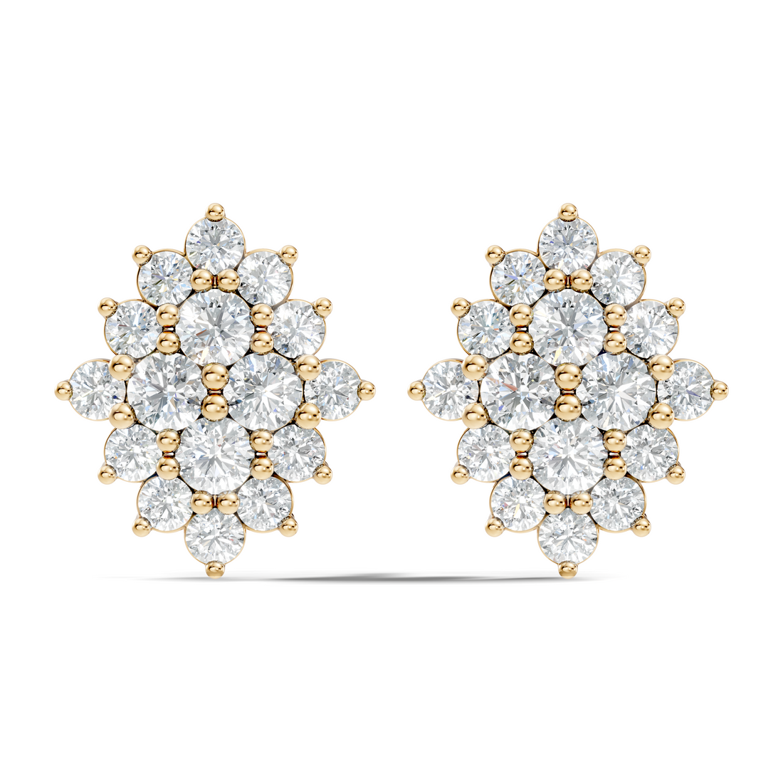 Round Brilliant Diamond Navette Cluster Stud