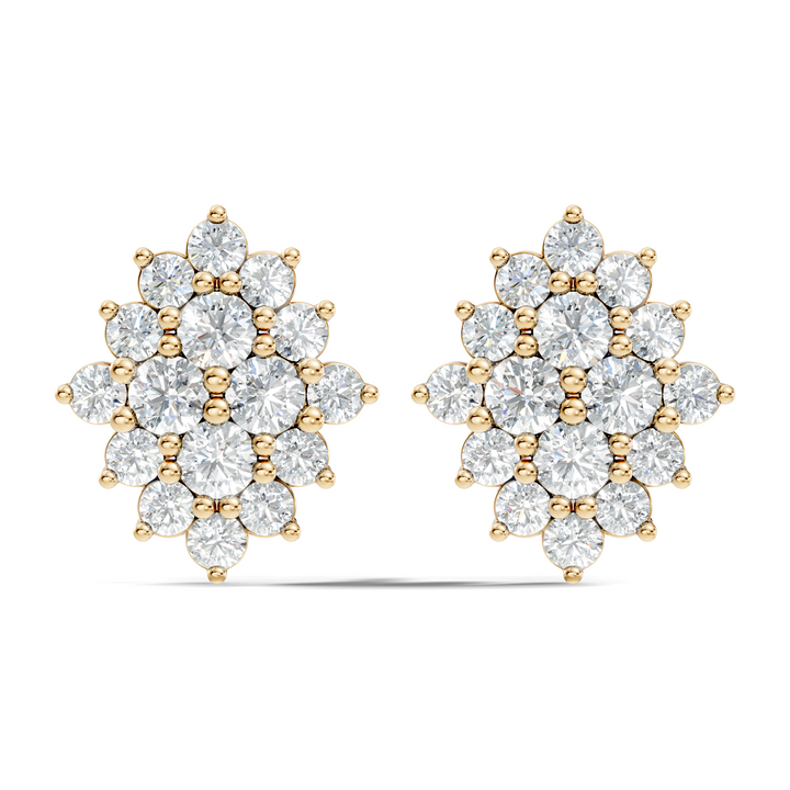Round Brilliant Diamond Navette Cluster Stud