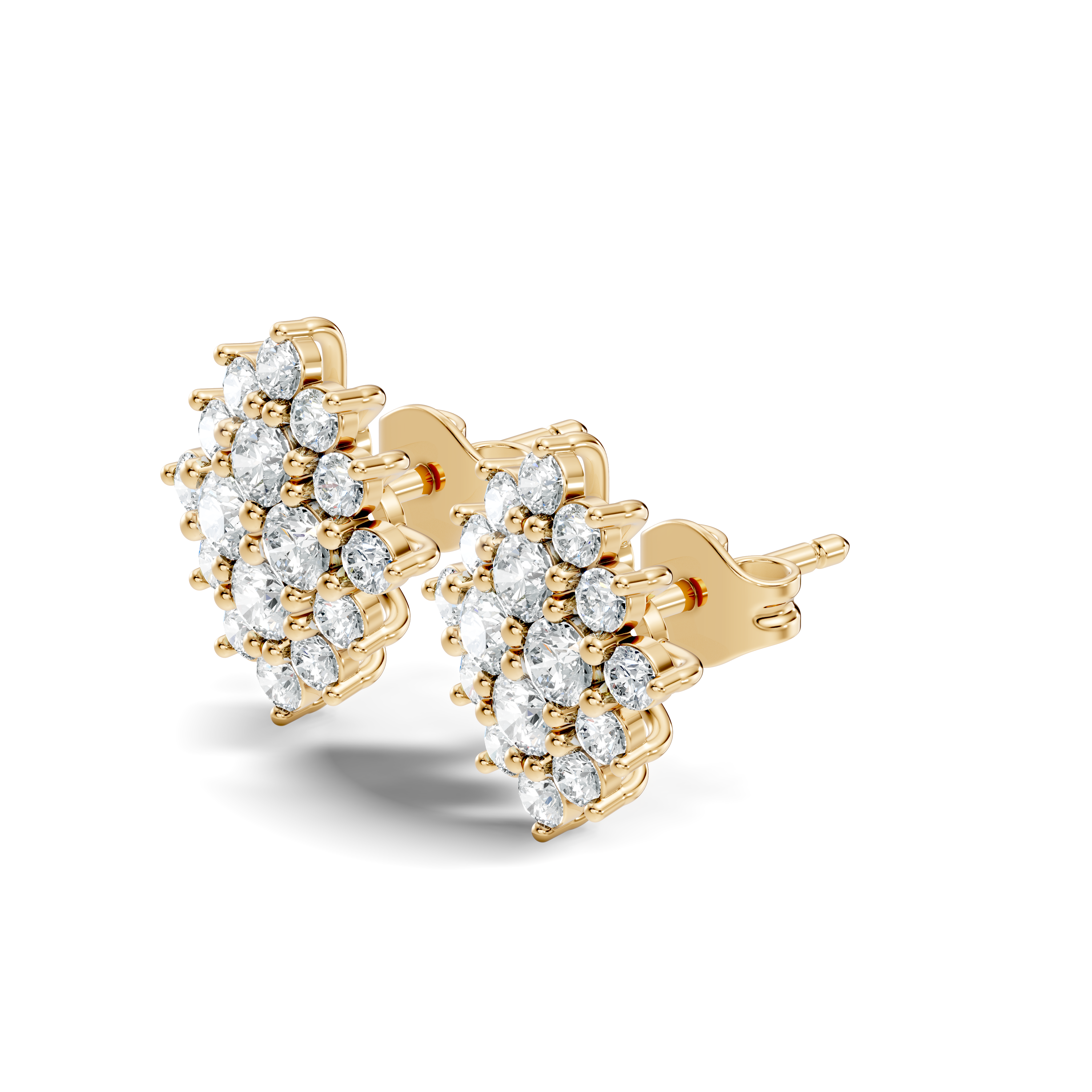 Round Brilliant Diamond Navette Cluster Stud