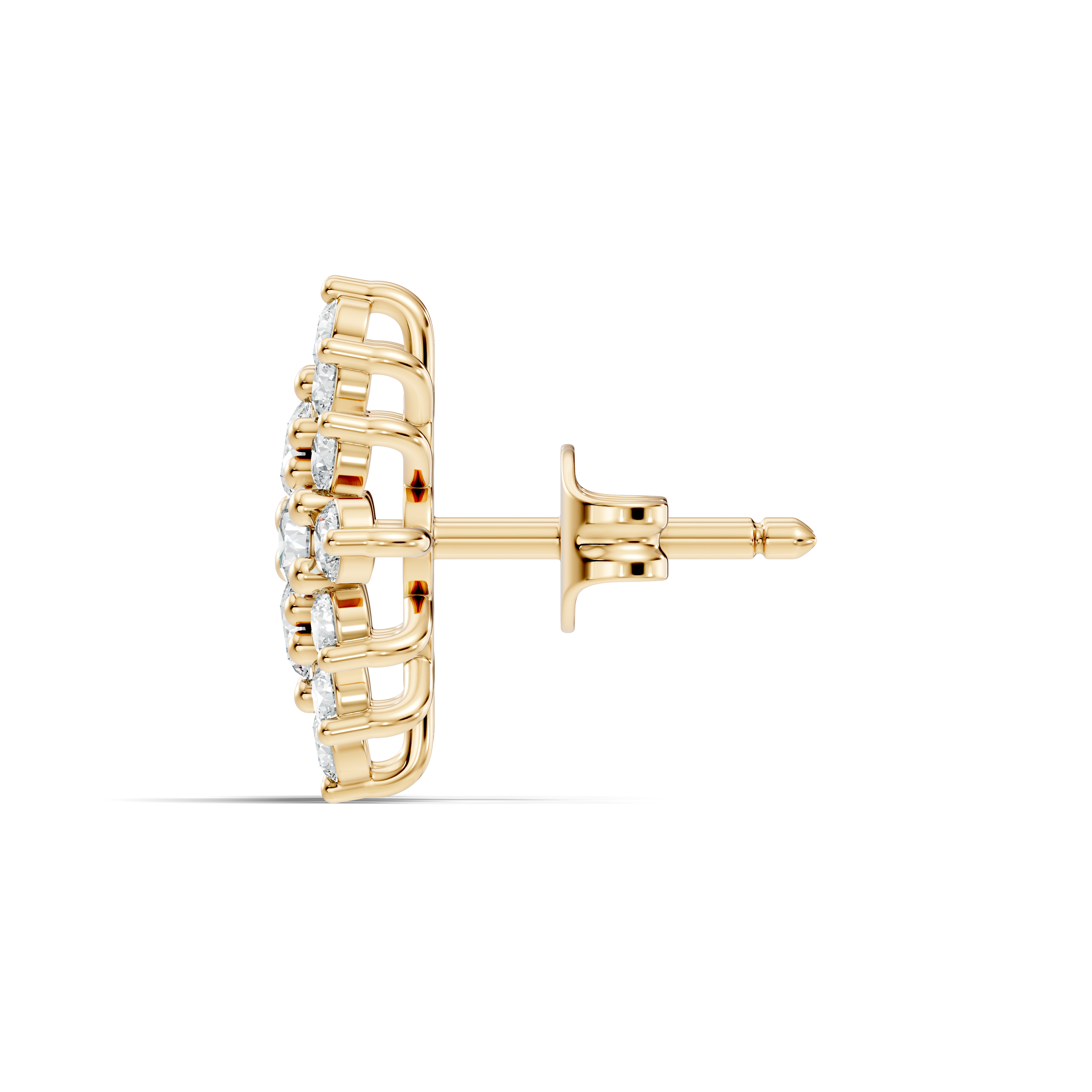 Round Brilliant Diamond Navette Cluster Stud