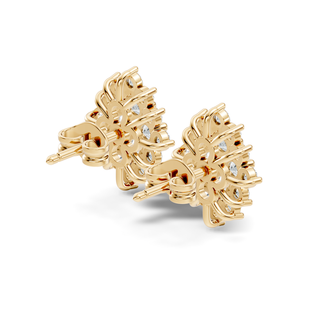 Round Brilliant Diamond Navette Cluster Stud