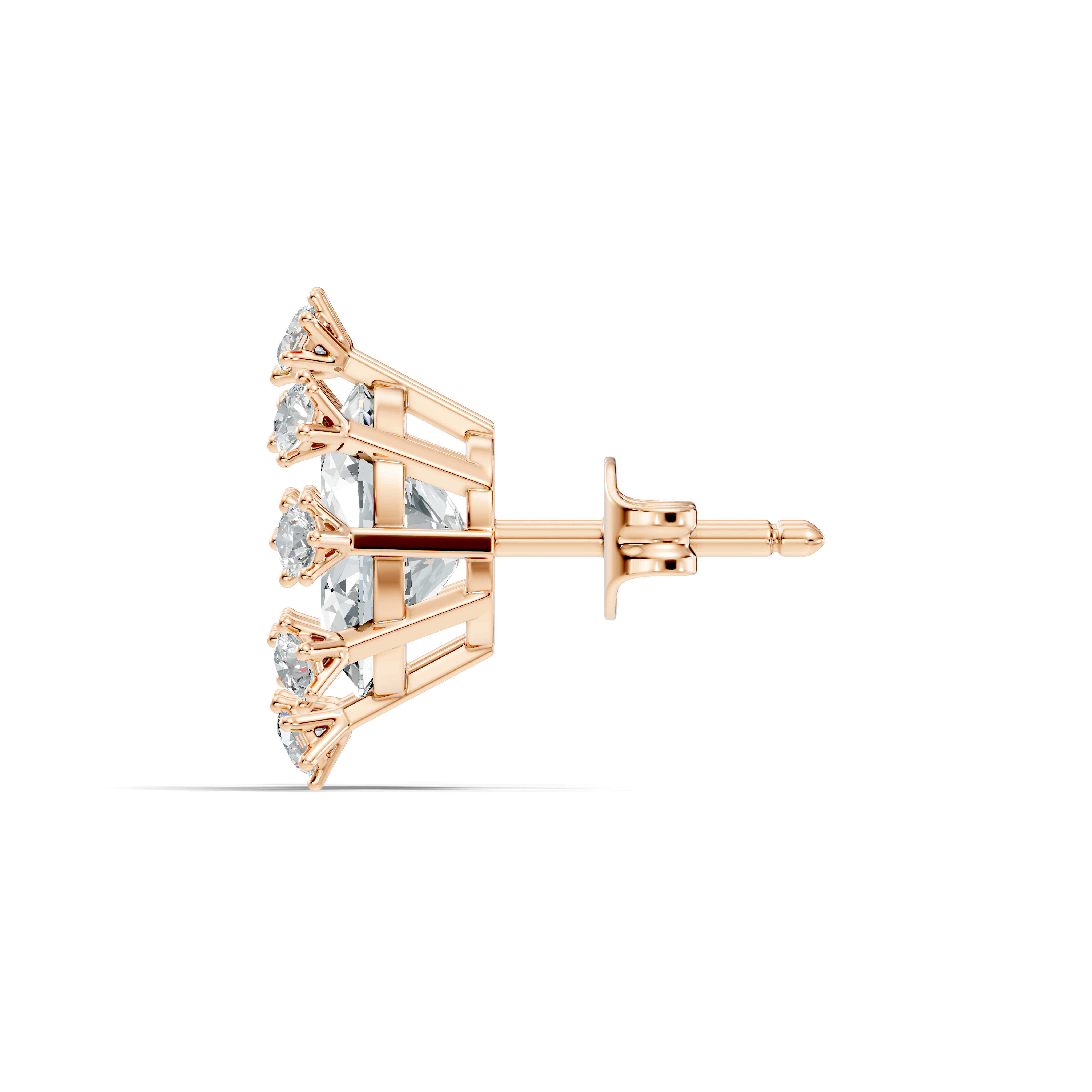 Oval & Round Diamond Snowflake Cluster Stud