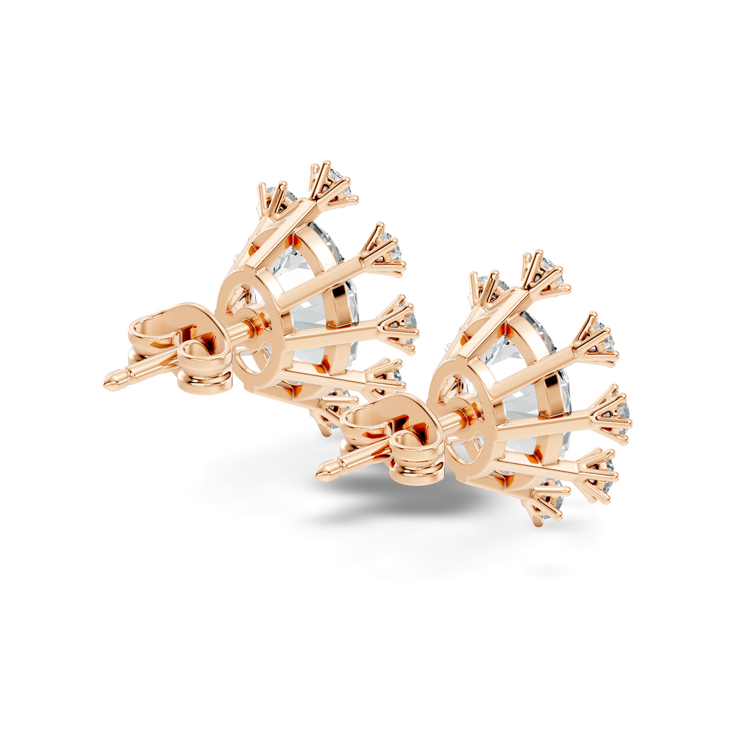 Oval & Round Diamond Snowflake Cluster Stud