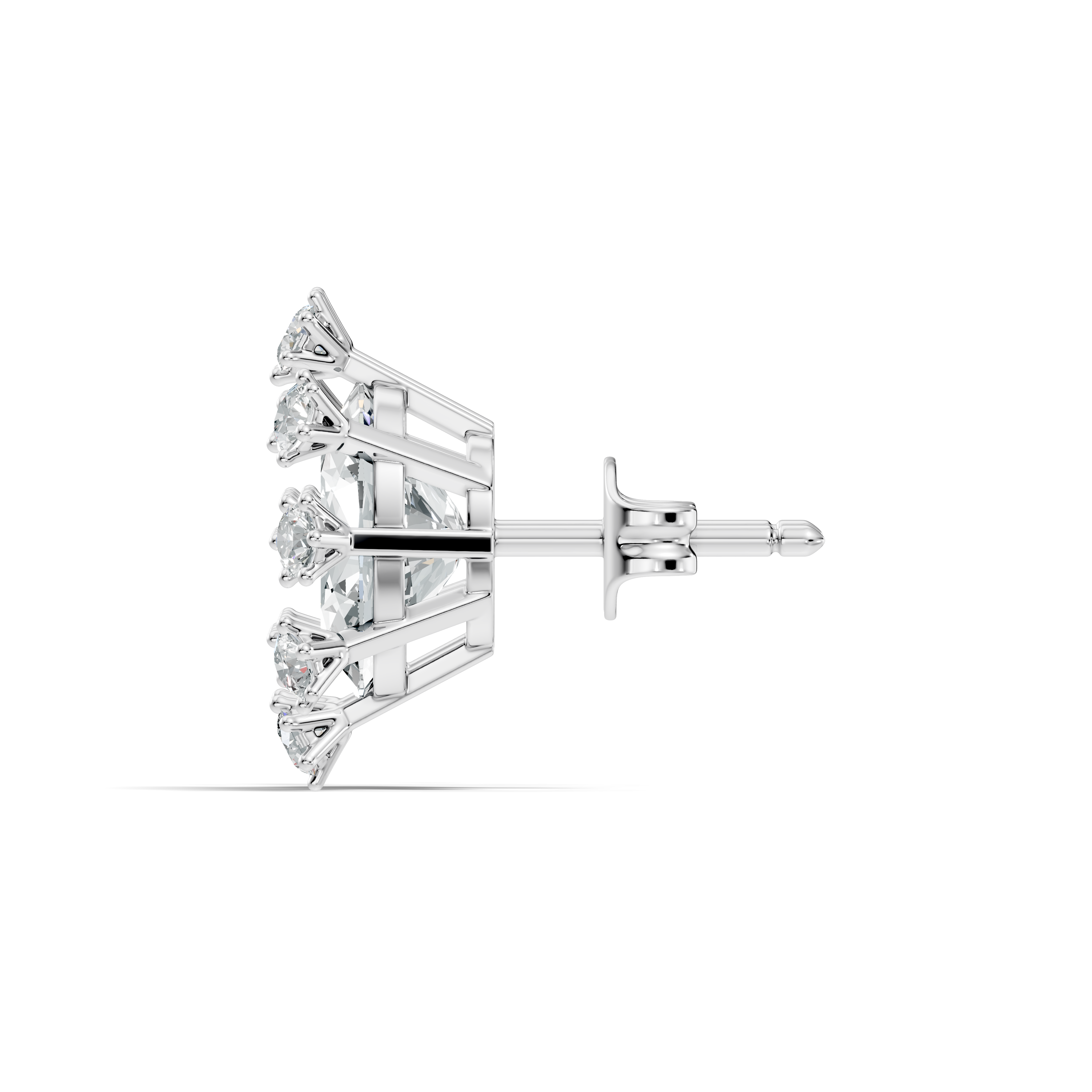Oval & Round Diamond Snowflake Cluster Stud