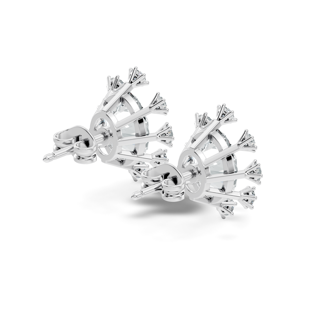 Oval & Round Diamond Snowflake Cluster Stud