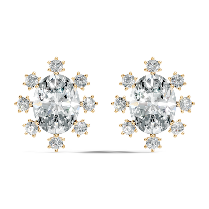 Oval & Round Diamond Snowflake Cluster Stud