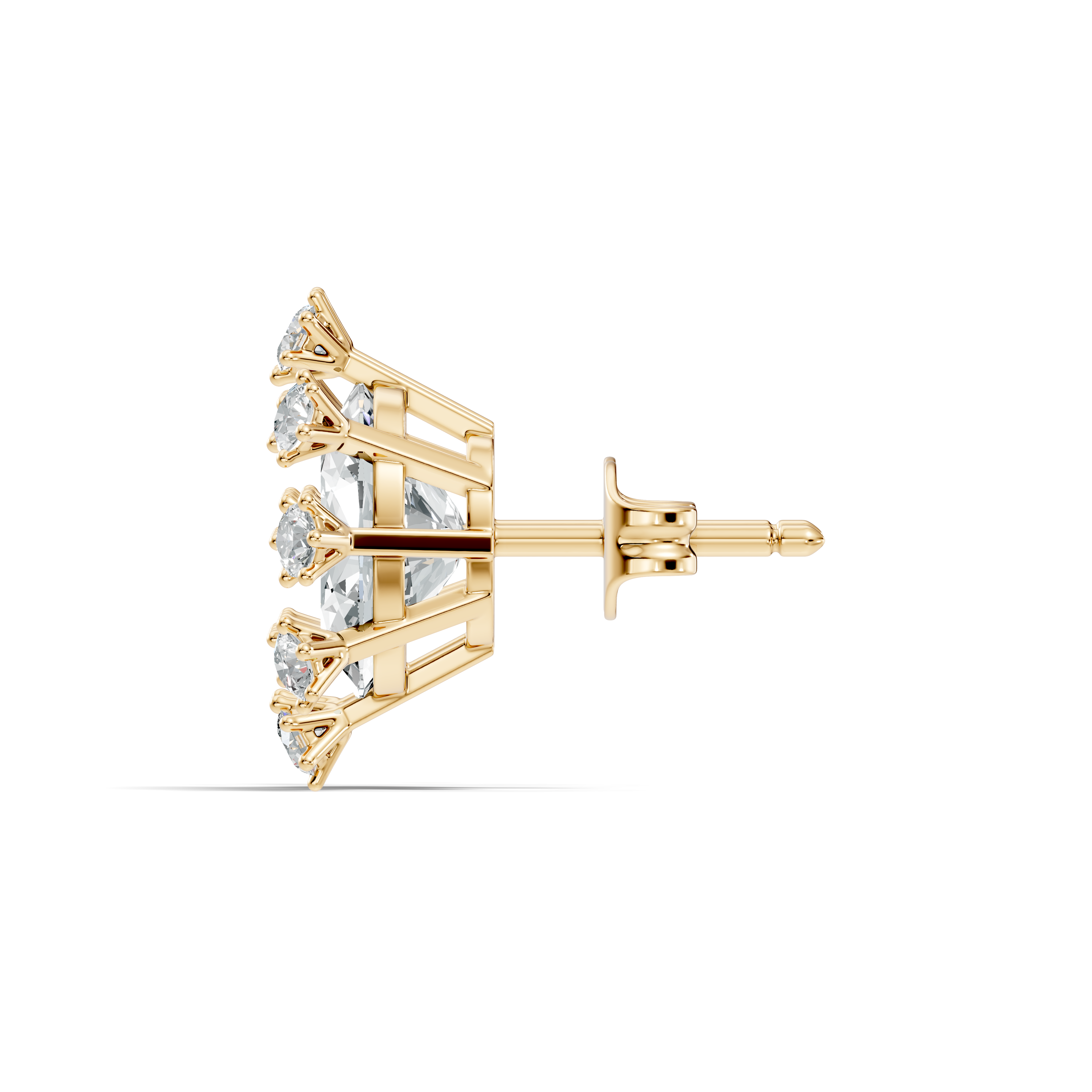 Oval & Round Diamond Snowflake Cluster Stud