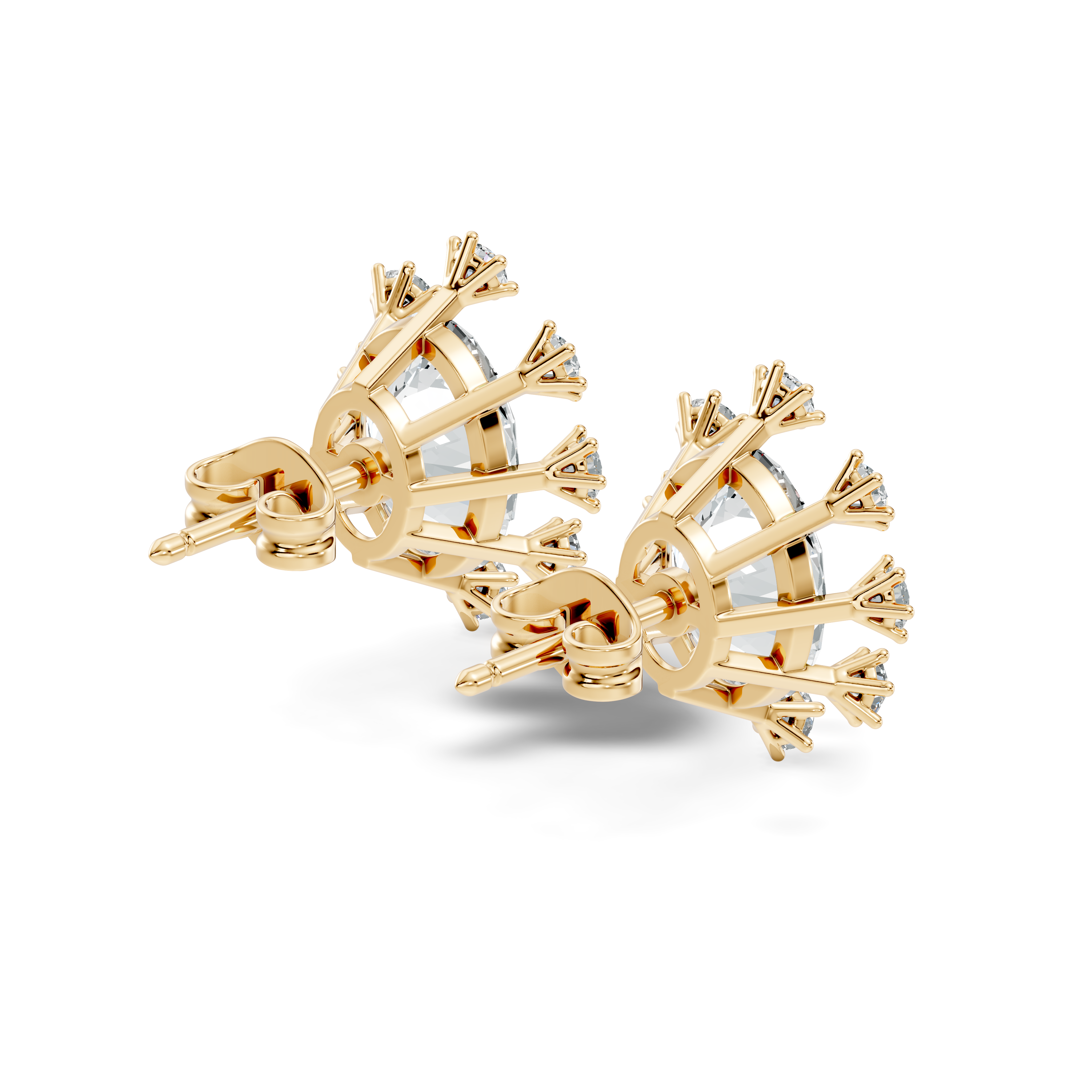 Oval & Round Diamond Snowflake Cluster Stud