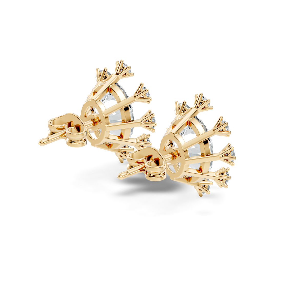 Oval & Round Diamond Snowflake Cluster Stud