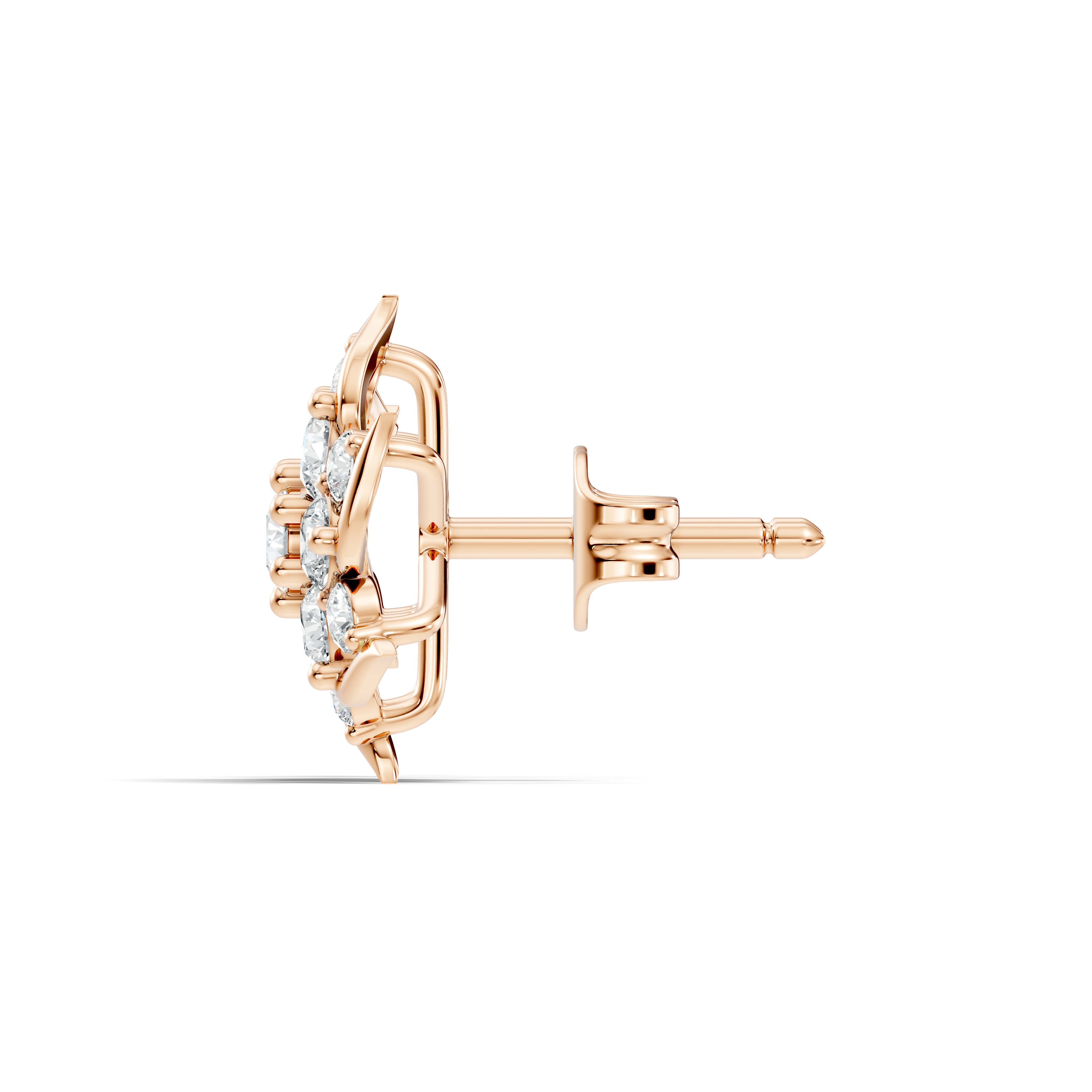 Round Brilliant Cut Diamond Pinwheel Cluster Stud