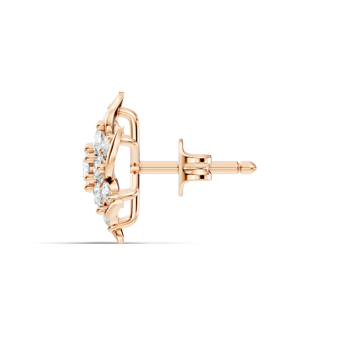 Round Brilliant Cut Diamond Pinwheel Cluster Stud