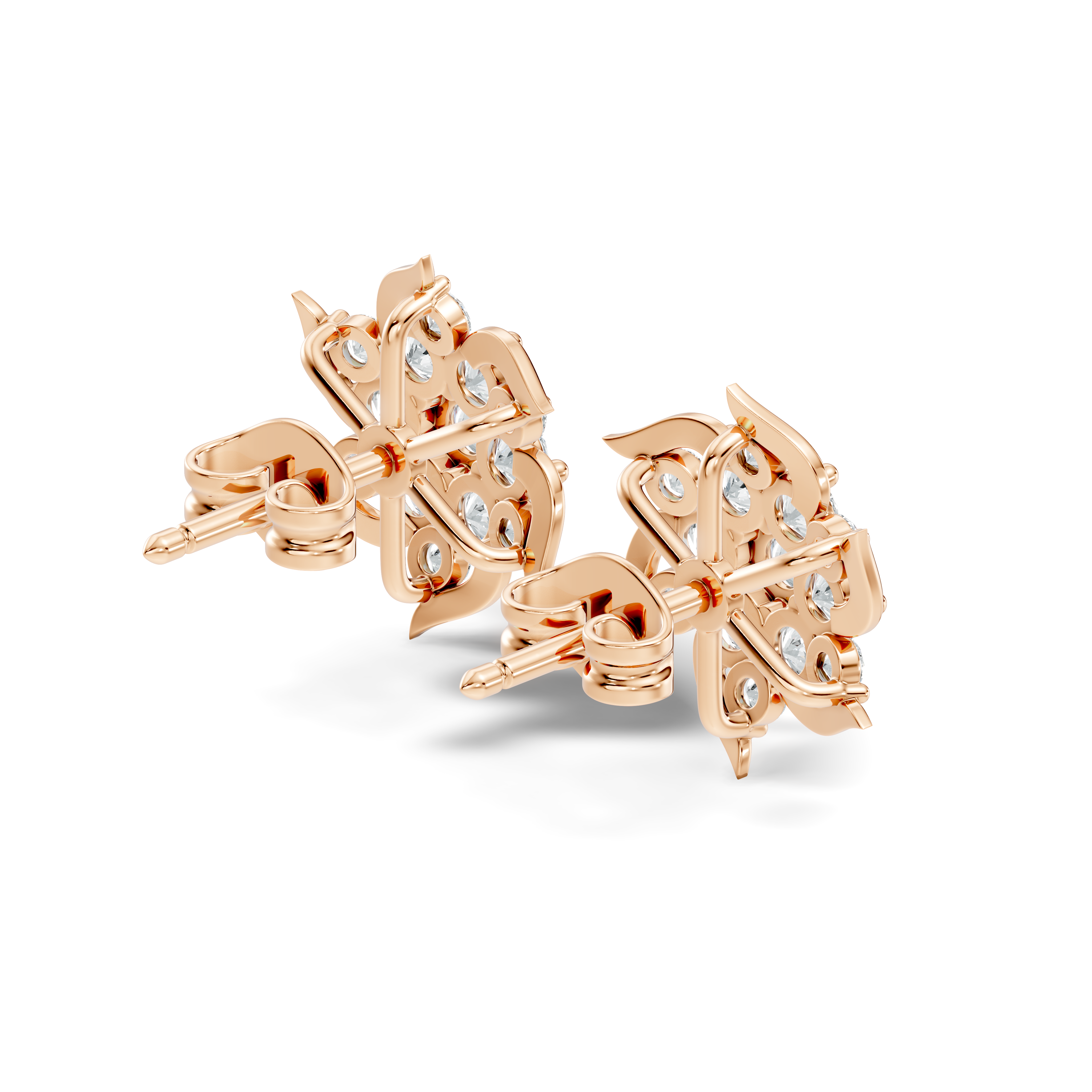 Round Brilliant Cut Diamond Pinwheel Cluster Stud