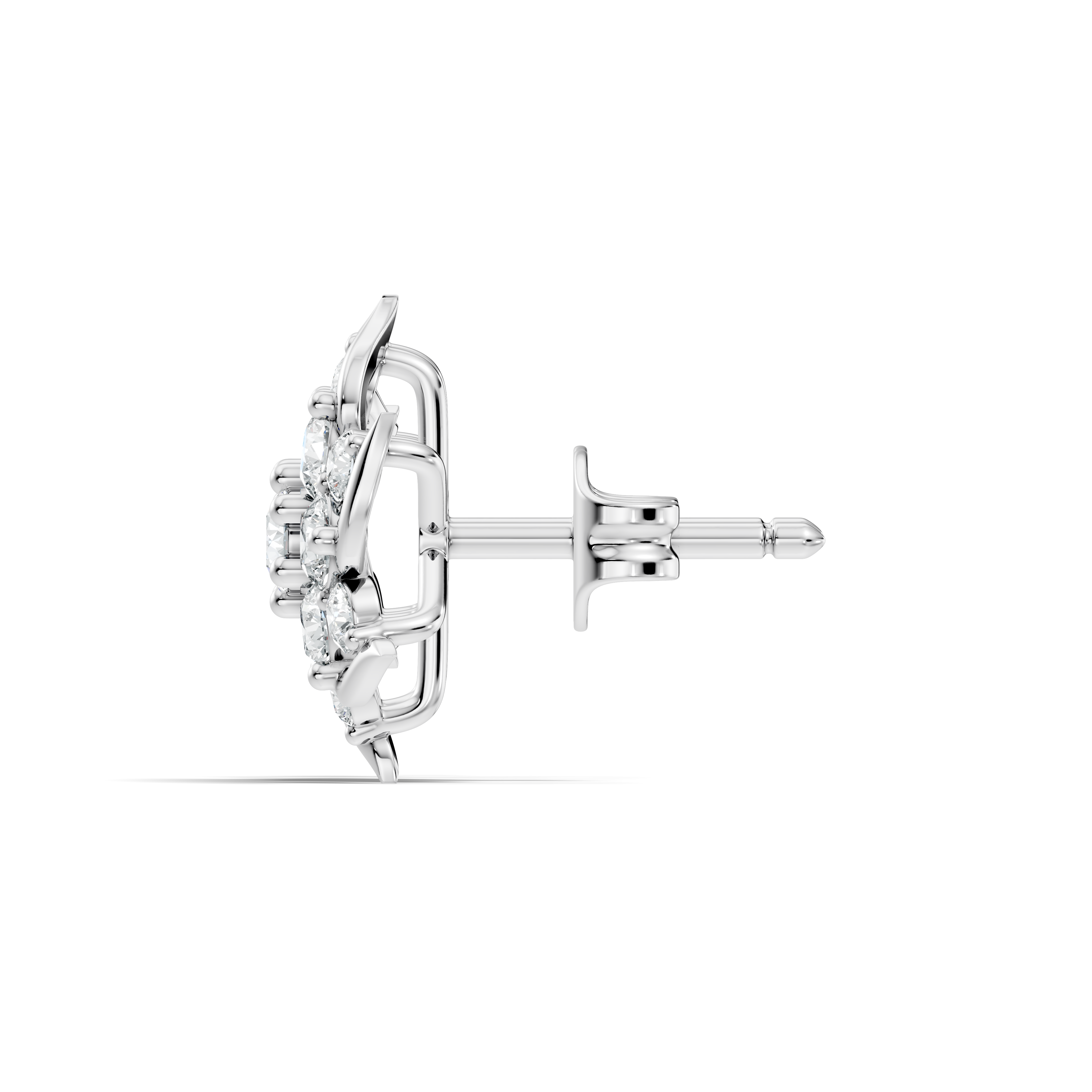Round Brilliant Cut Diamond Pinwheel Cluster Stud