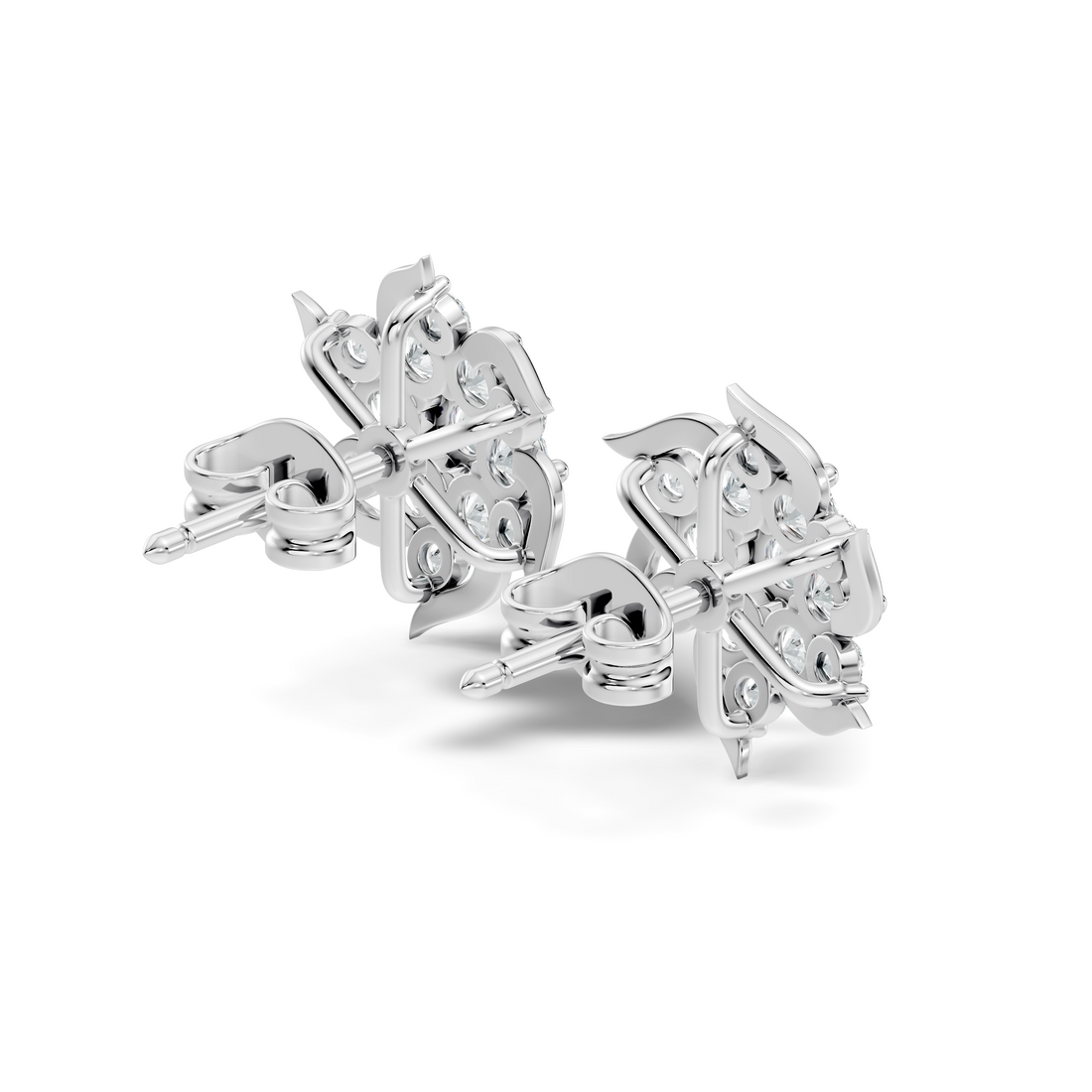 Round Brilliant Cut Diamond Pinwheel Cluster Stud